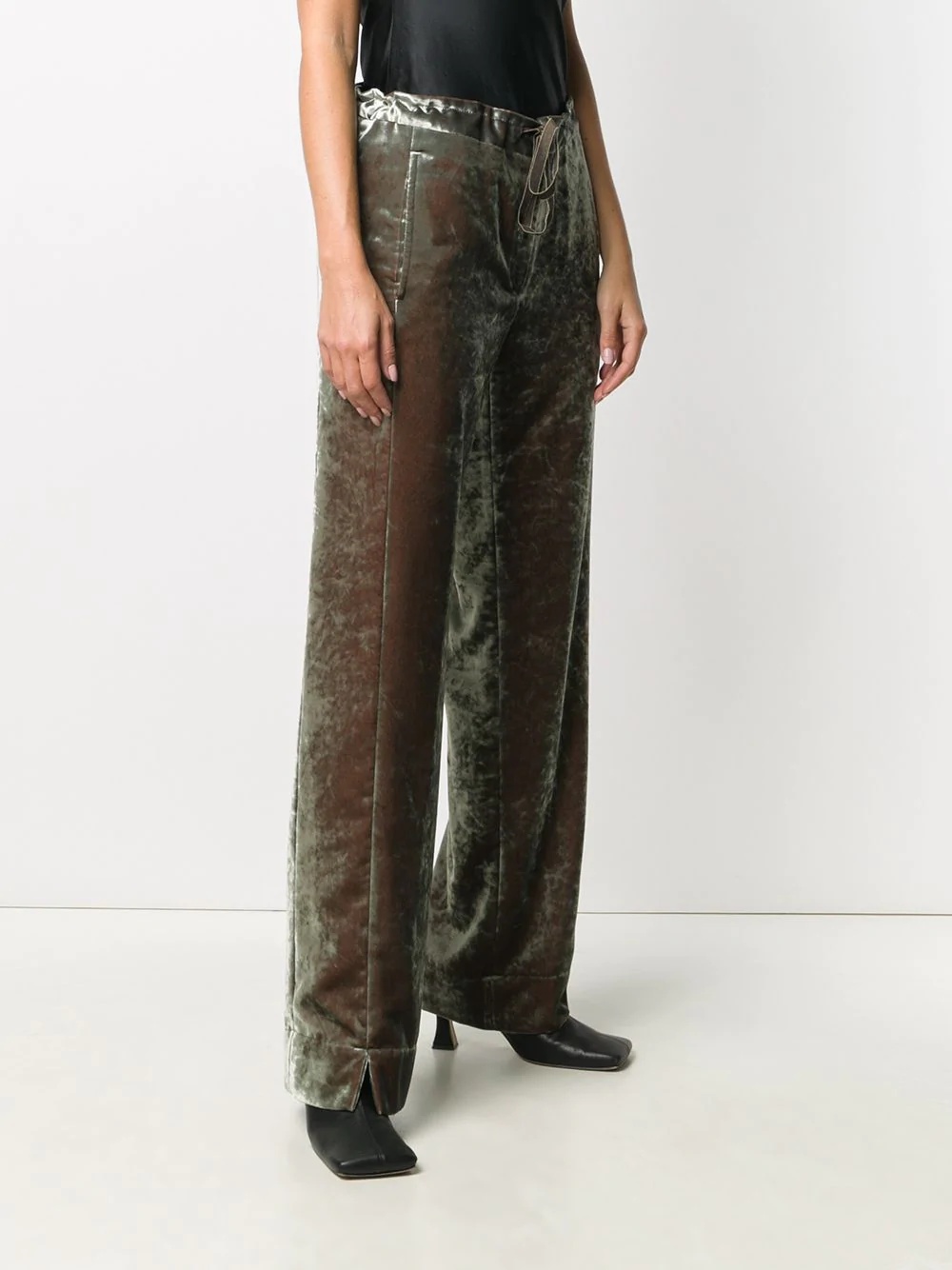 velvet straight-leg trousers - 3