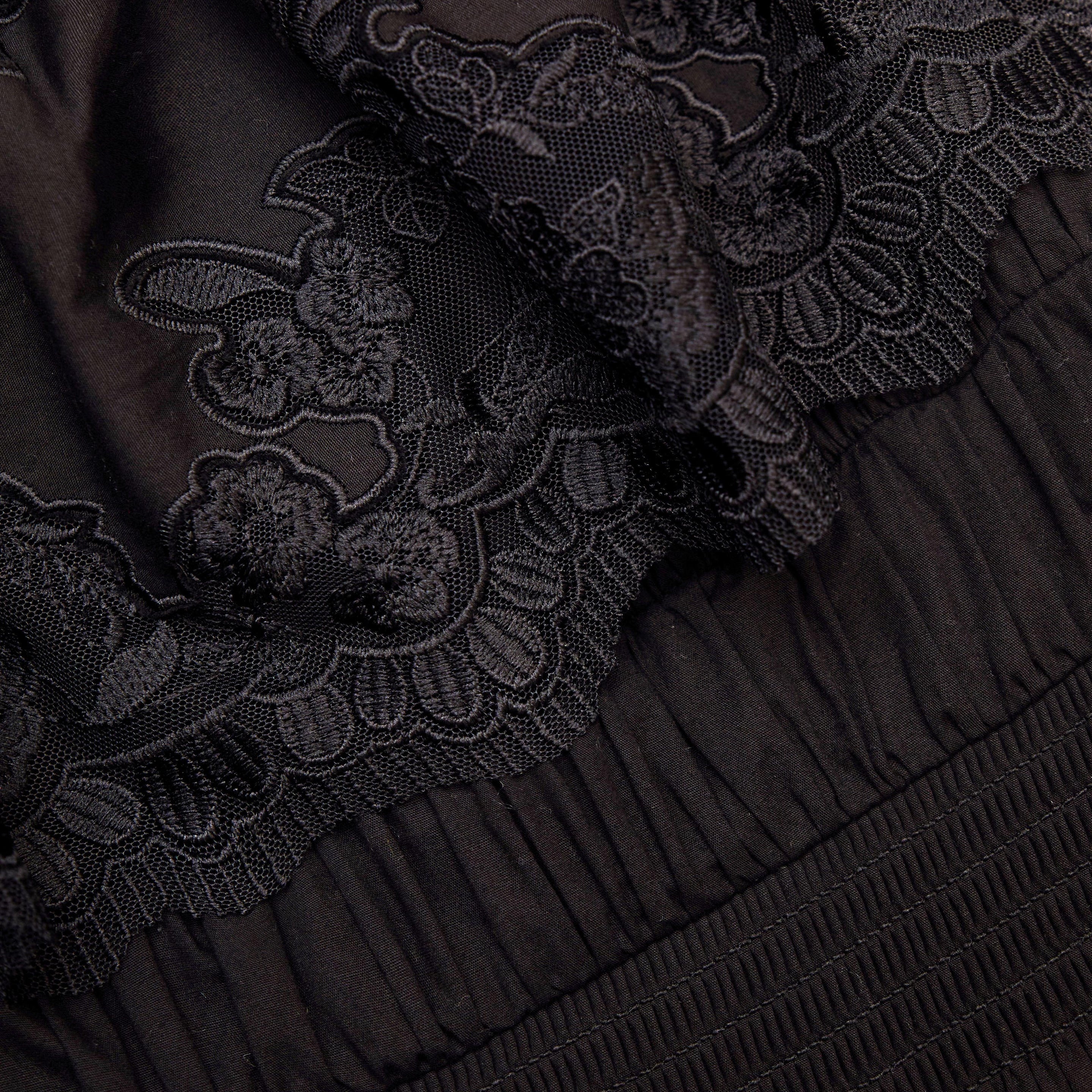 Black Cotton Midi Dress - 5
