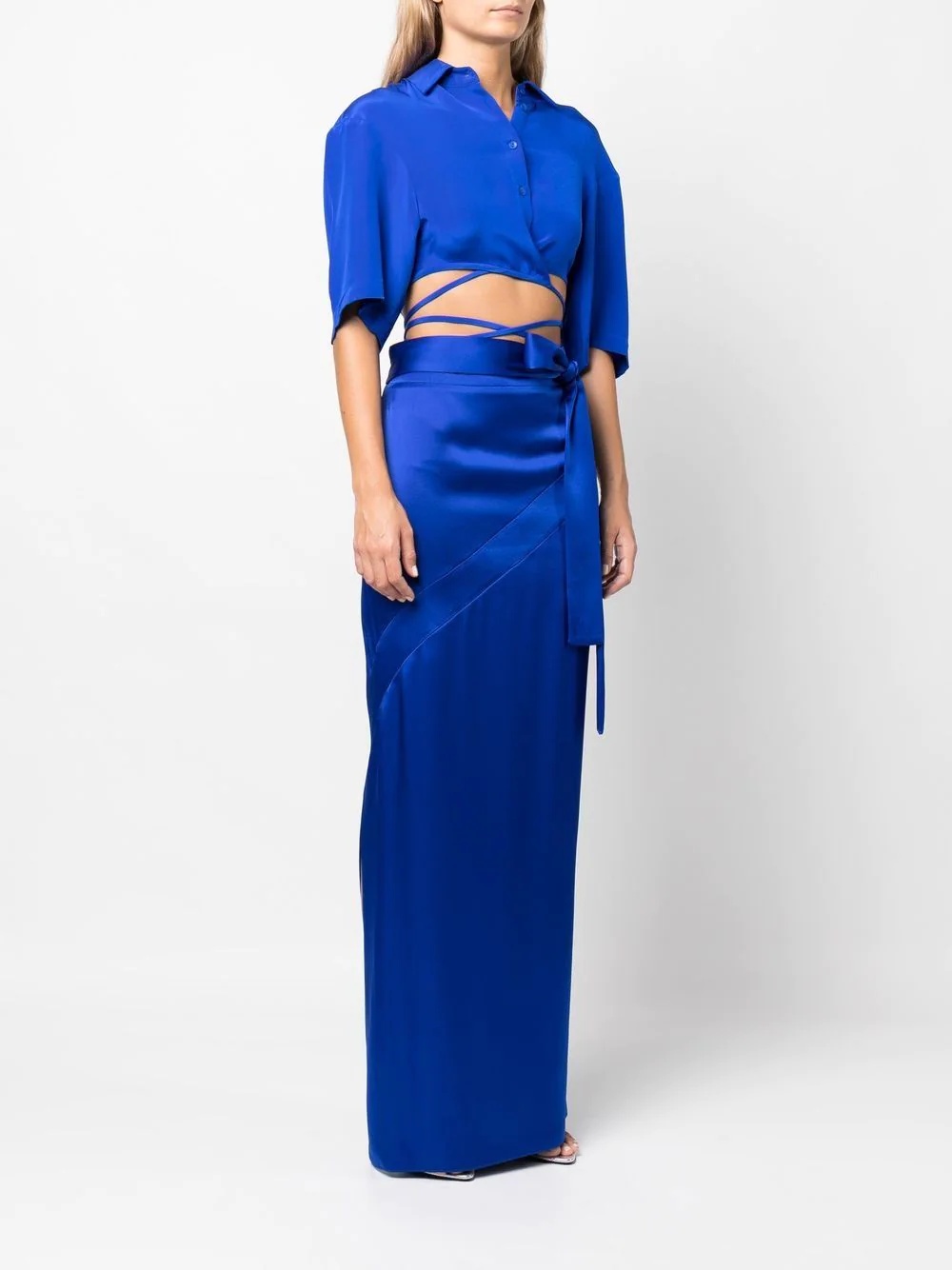 side-tie satin skirt - 3