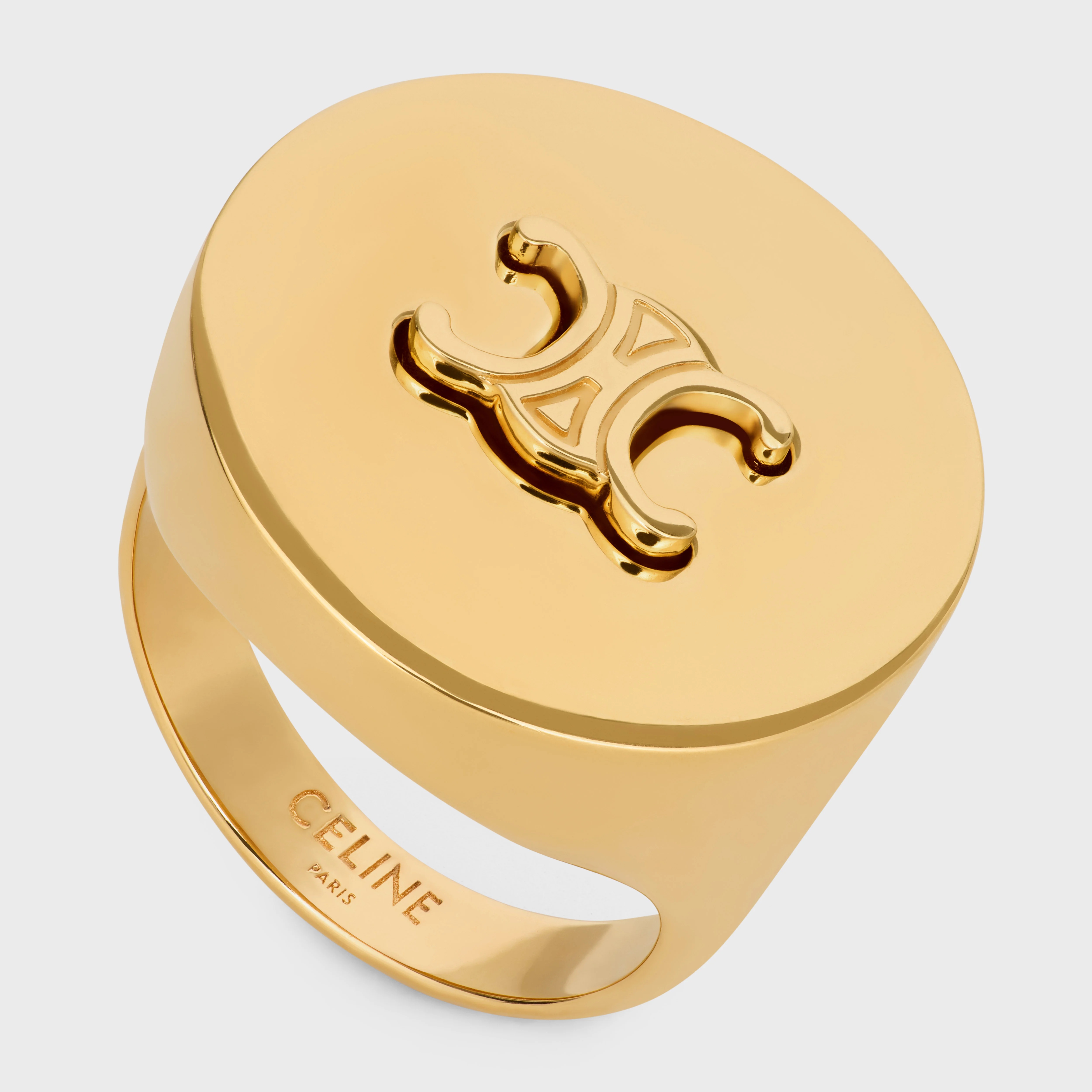 Triomphe Signet Ring in Brass with Gold Finish - 4
