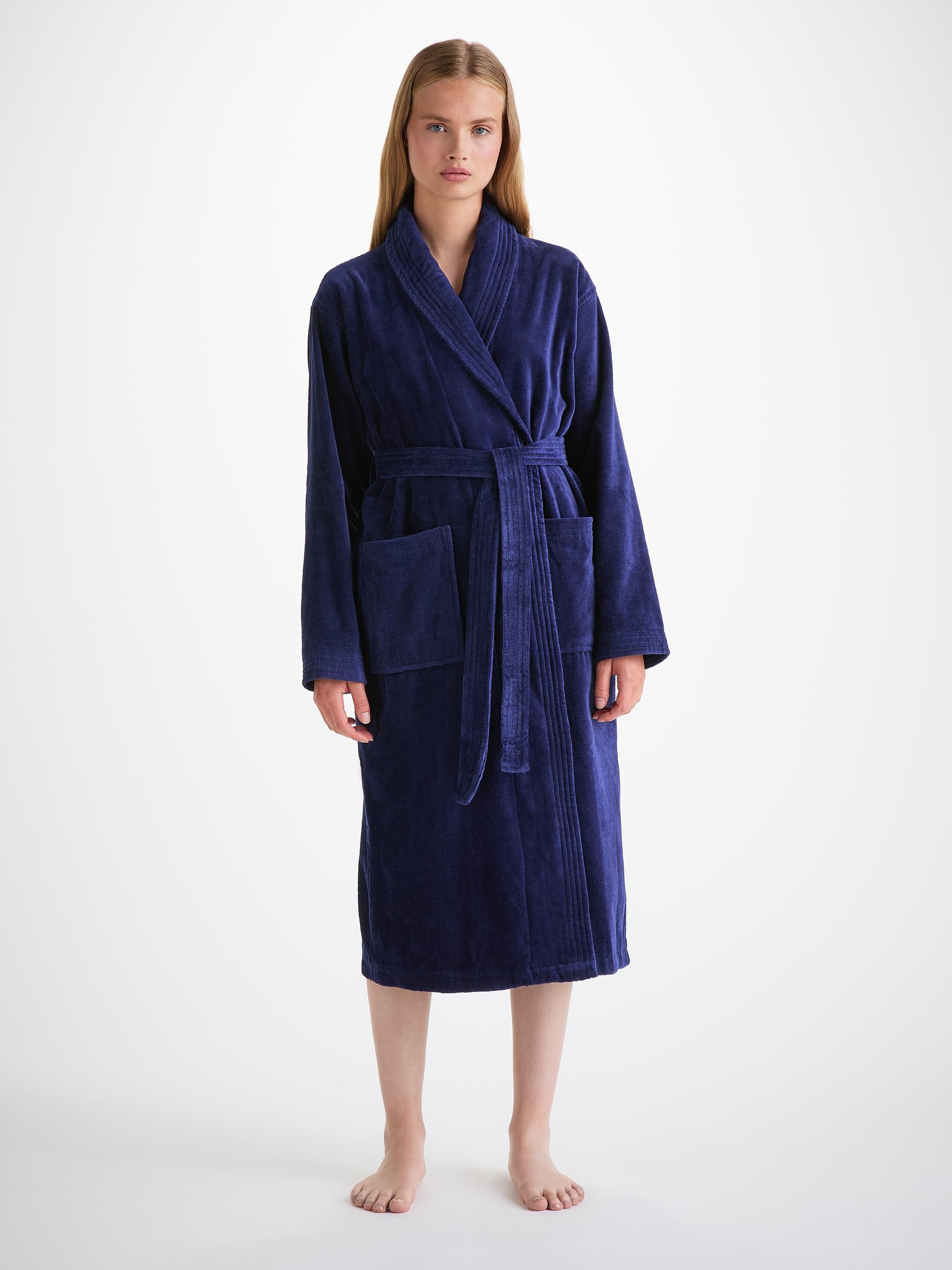 Women's Bathrobe Triton 10 Terry Cotton Navy - 2