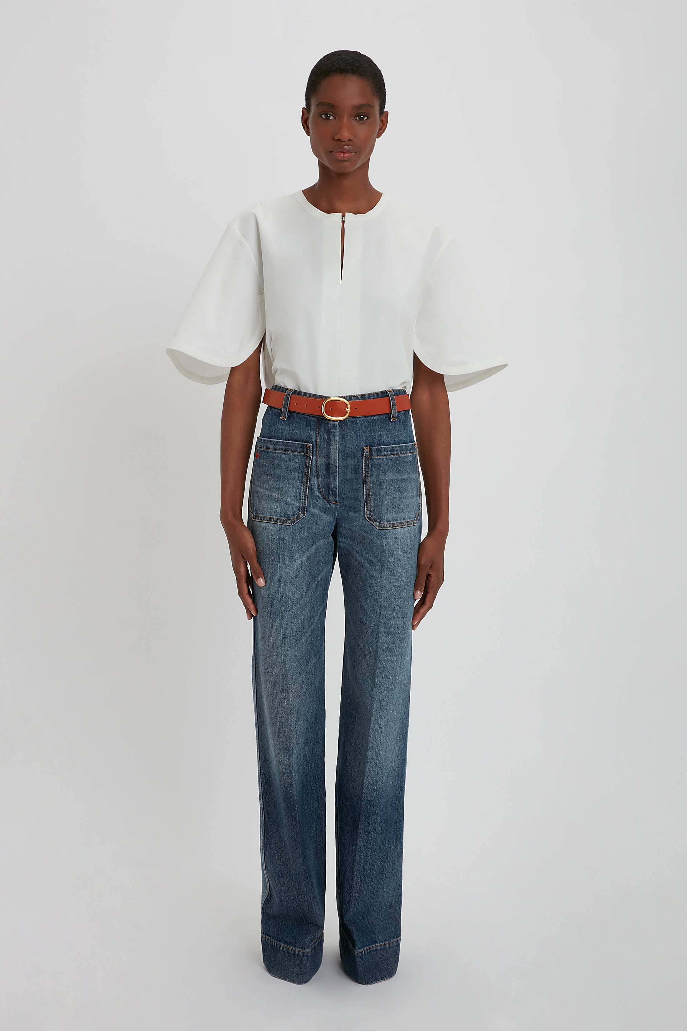Stretch Cotton Top In White - 3