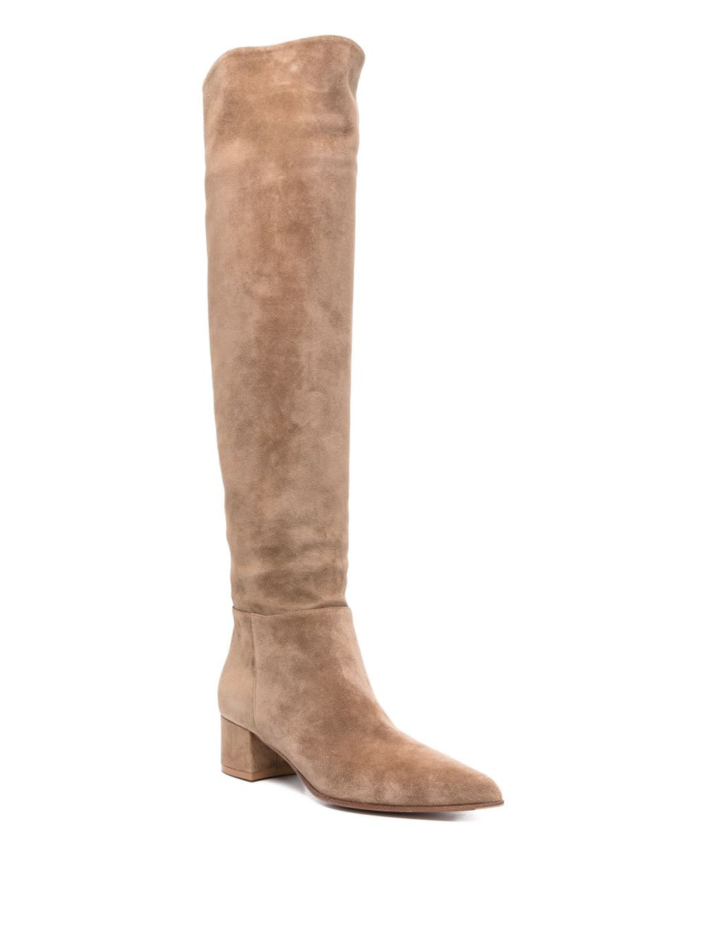 40mm leather pointed-toe knee-high boots - 2