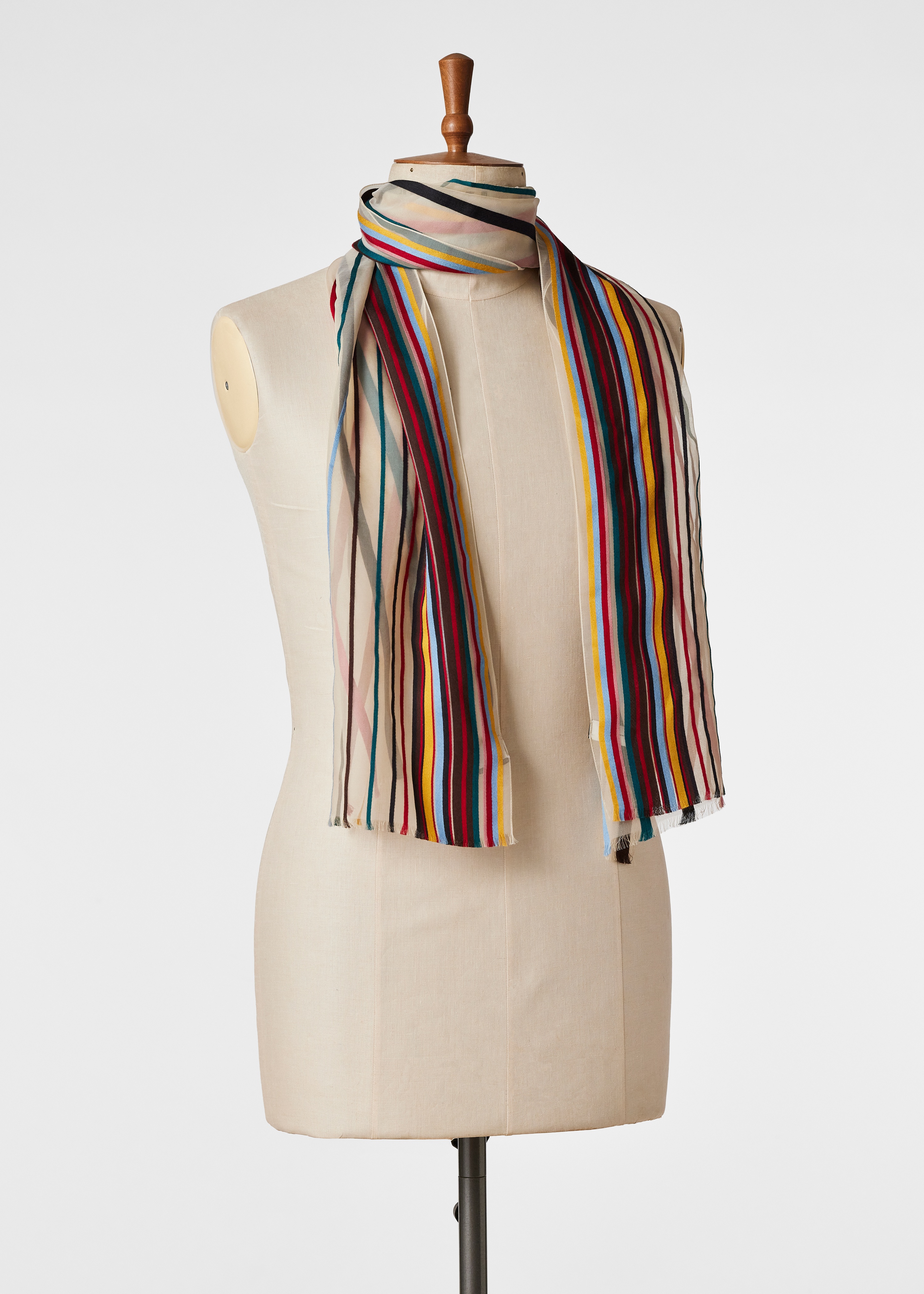 Women's Ivory 'Signature Stripe' Sheer Scarf - 5
