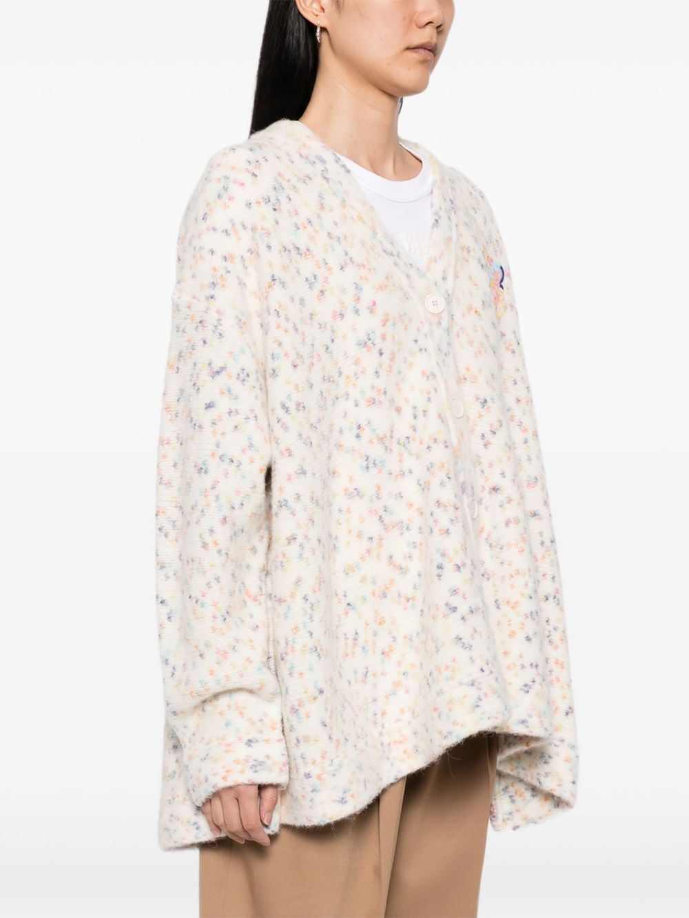 logo-embroidered cardigan - 3