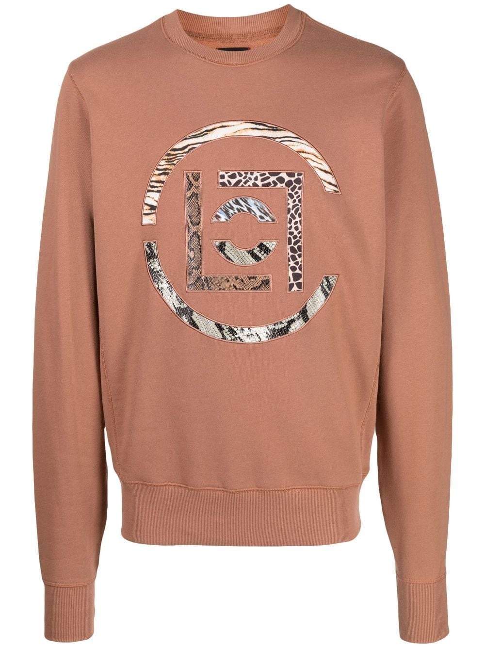 animal-print logo-patch sweatshirt - 1