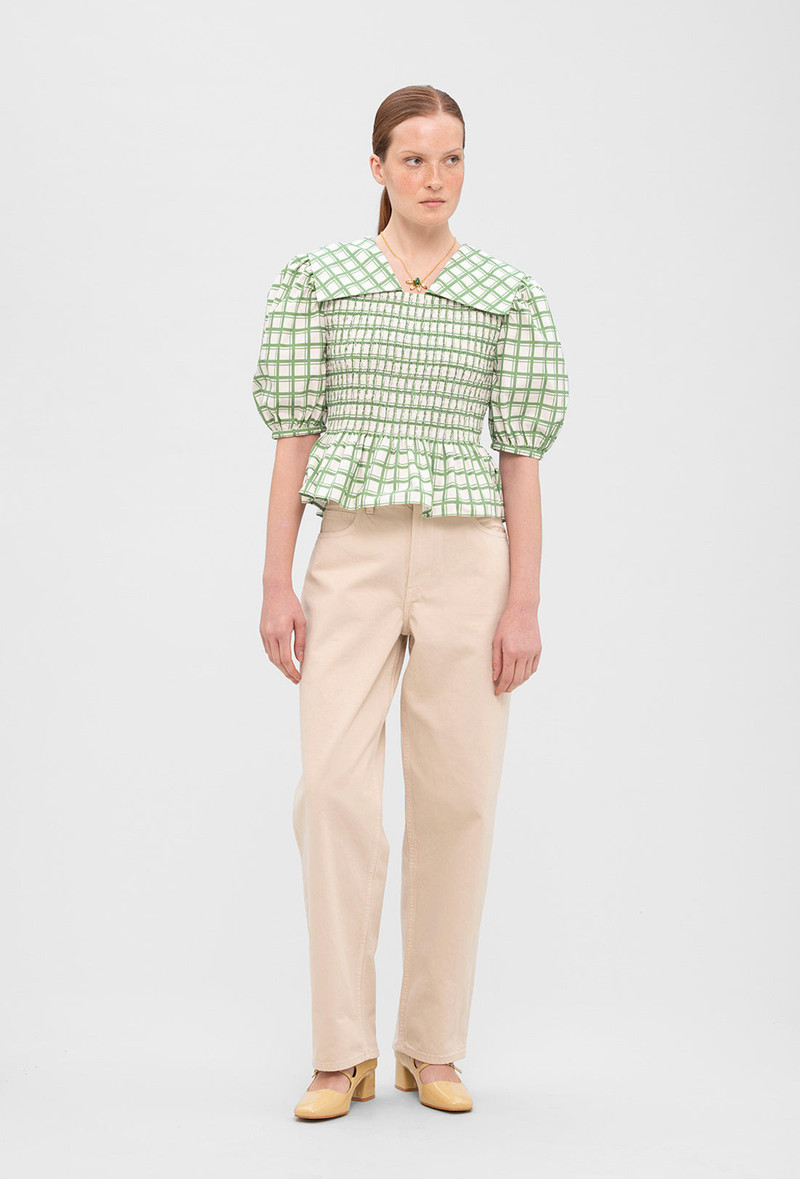 Rowan Blouse - Leaf Green Check 5