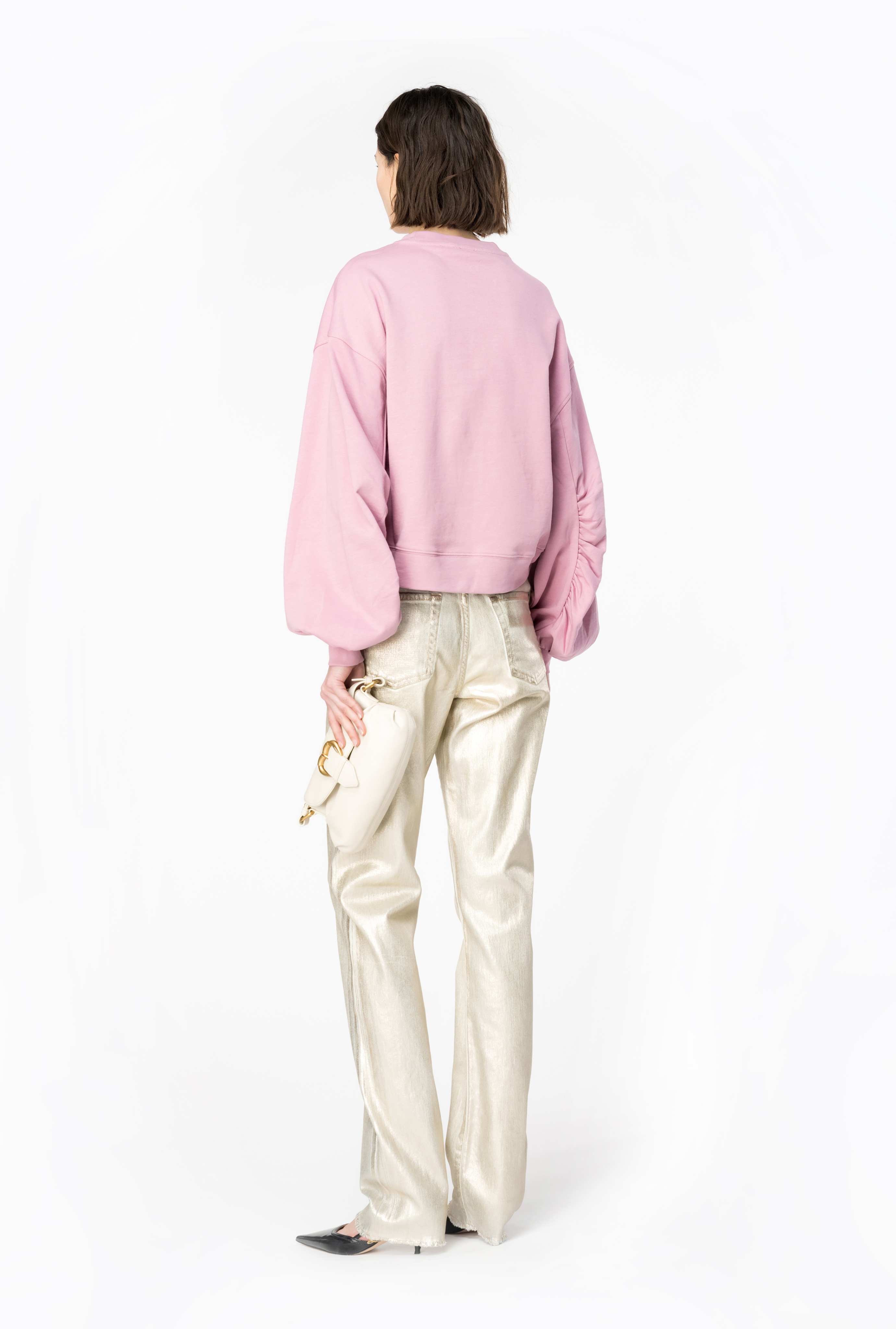 STRAIGHT-LEG SHINY DENIM JEANS - 5