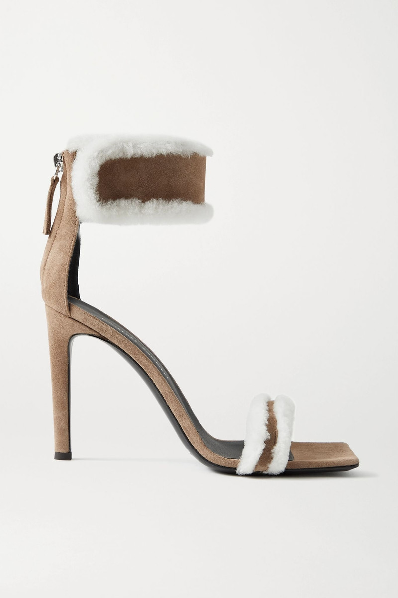 Kanda shearling-trimmed suede sandals - 1