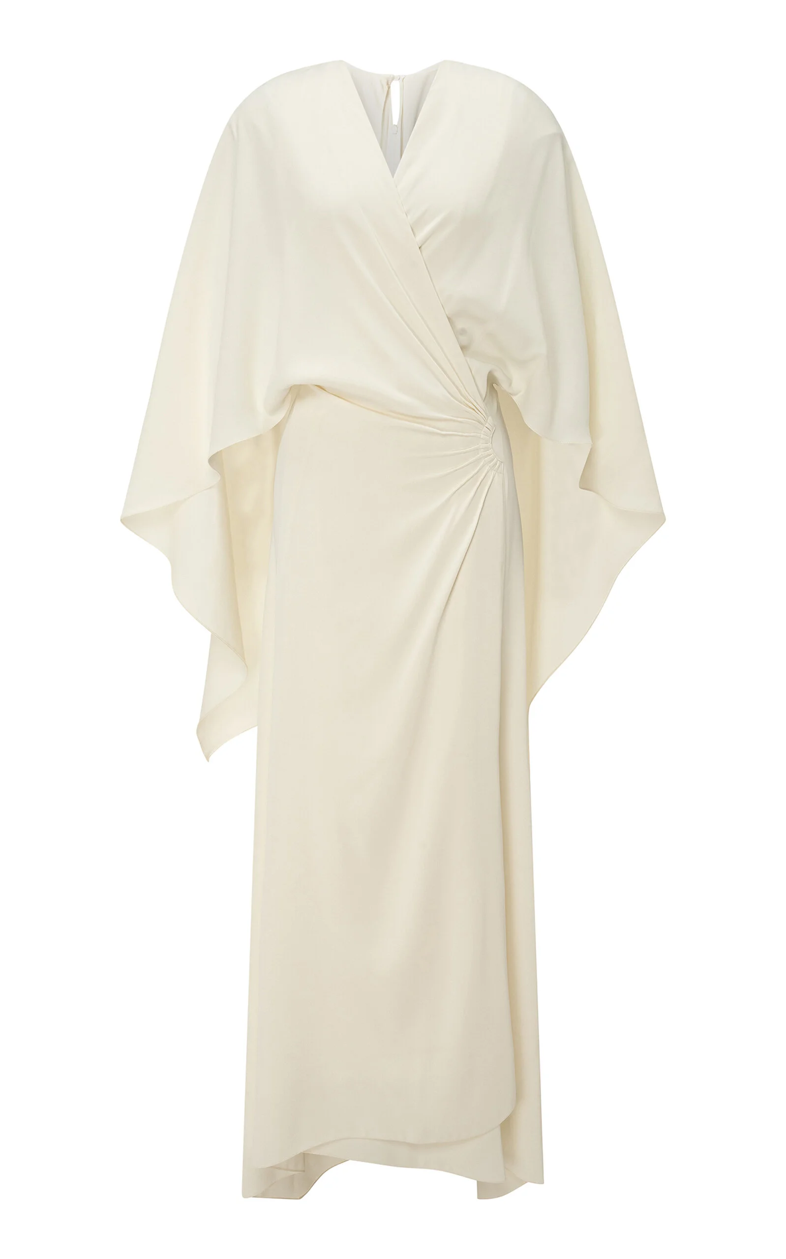 Cape-Detailed Georgette Wrap Midi Dress ivory - 1