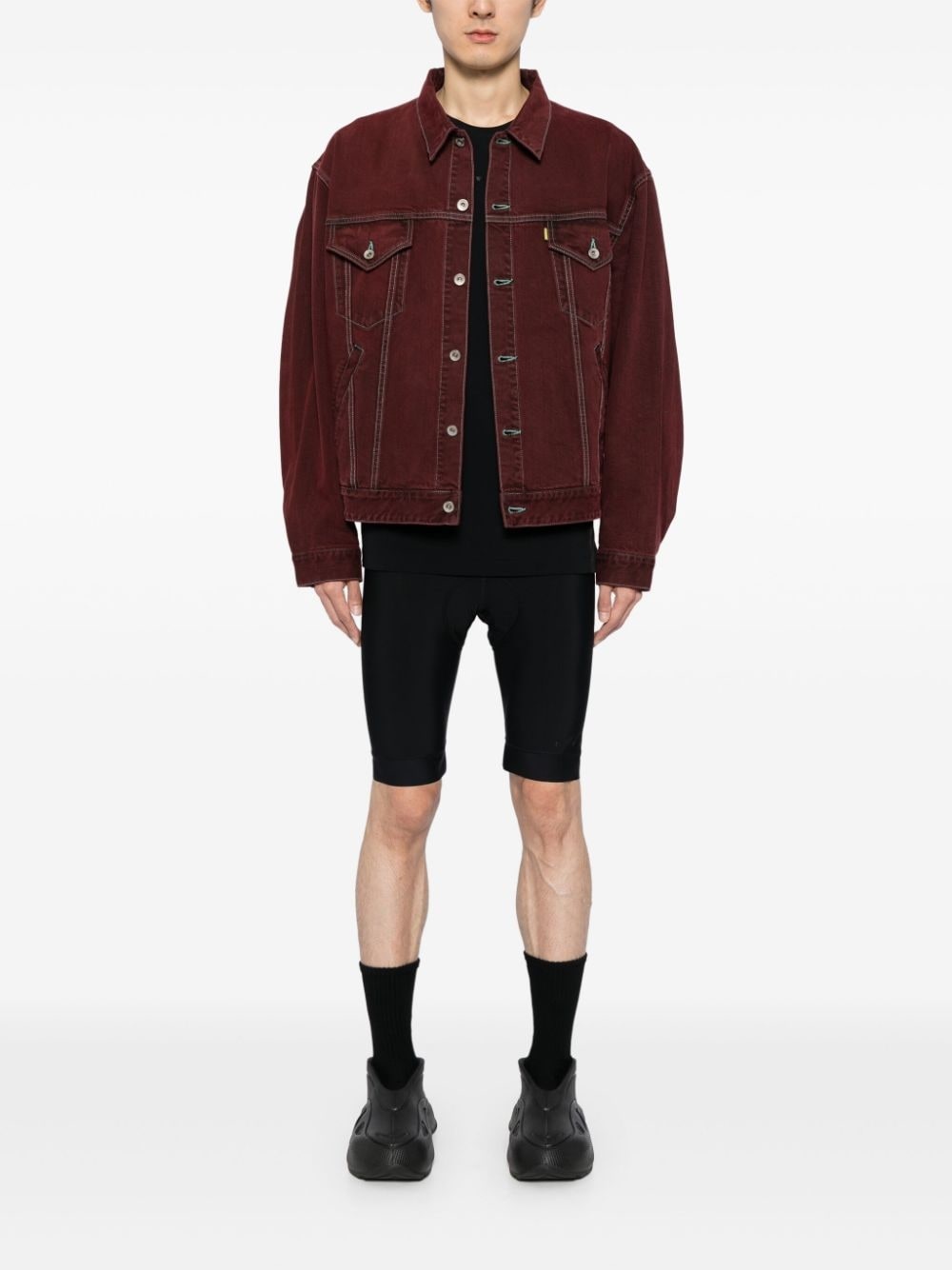 contrast-stitching denim jacket - 2