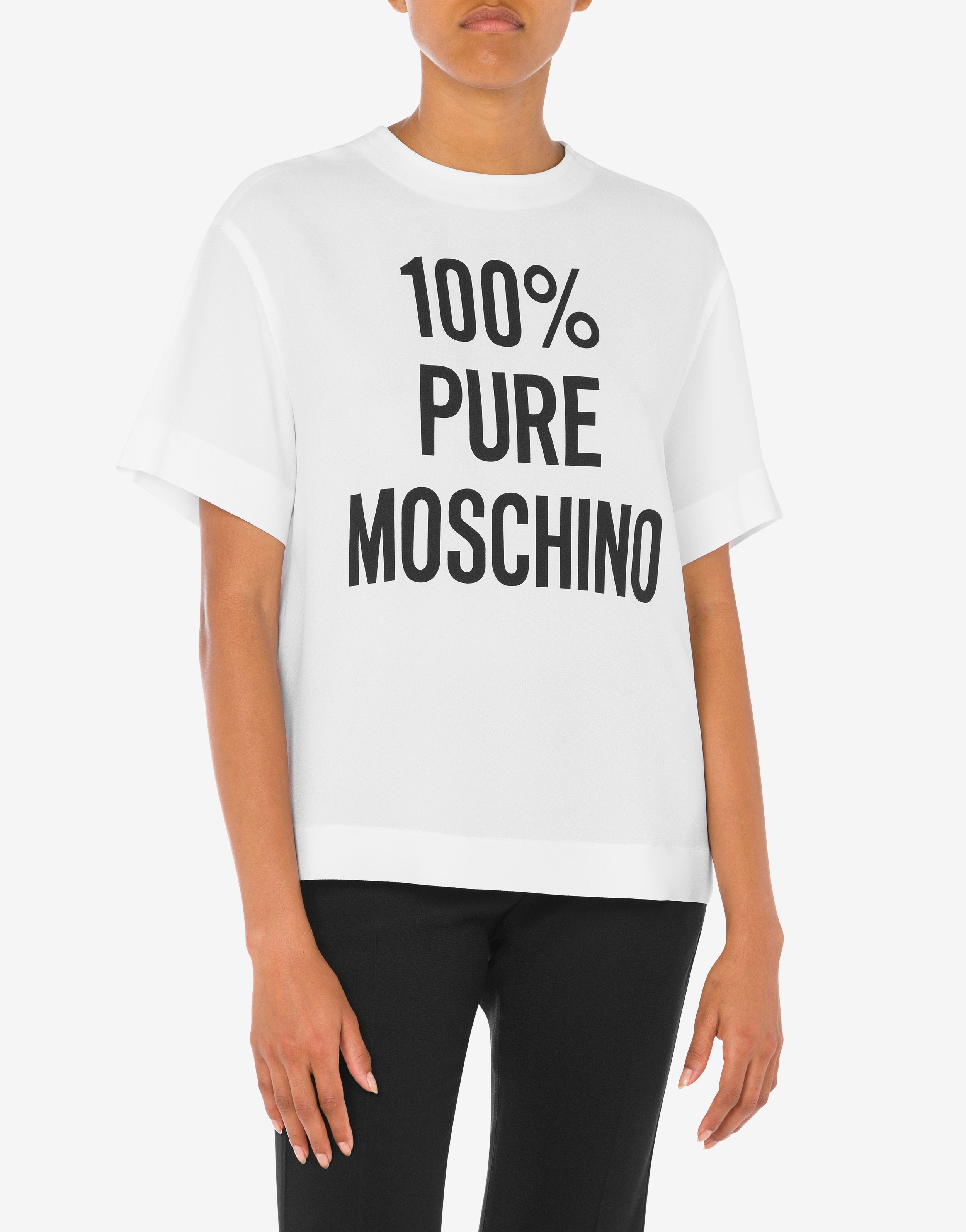 100% PURE MOSCHINO PRINT ENVERS SATIN T-SHIRT - 2