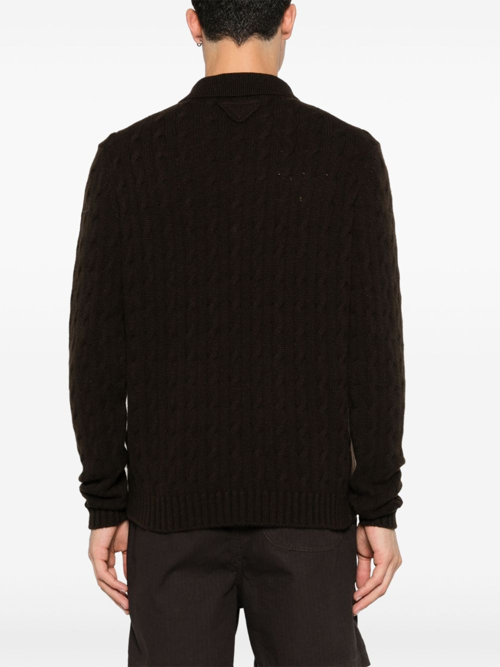 cable-knit polo sweater - 4