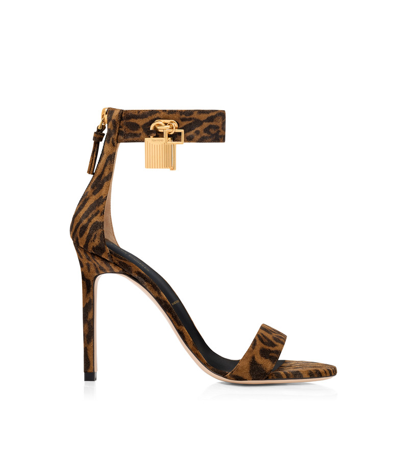 OCELOT-PRINT SUEDE PADLOCK SANDAL 1