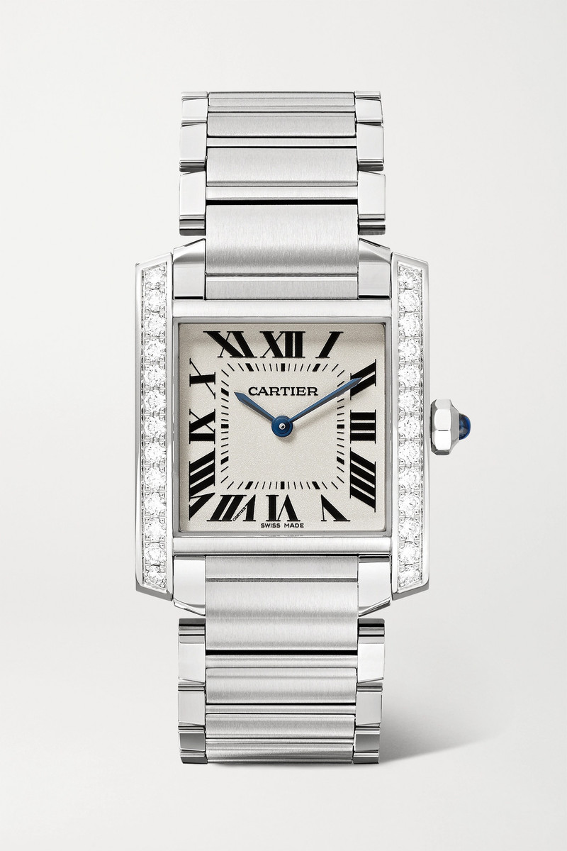 Tank Française 25.05mm medium stainless steel and diamond watch - 1