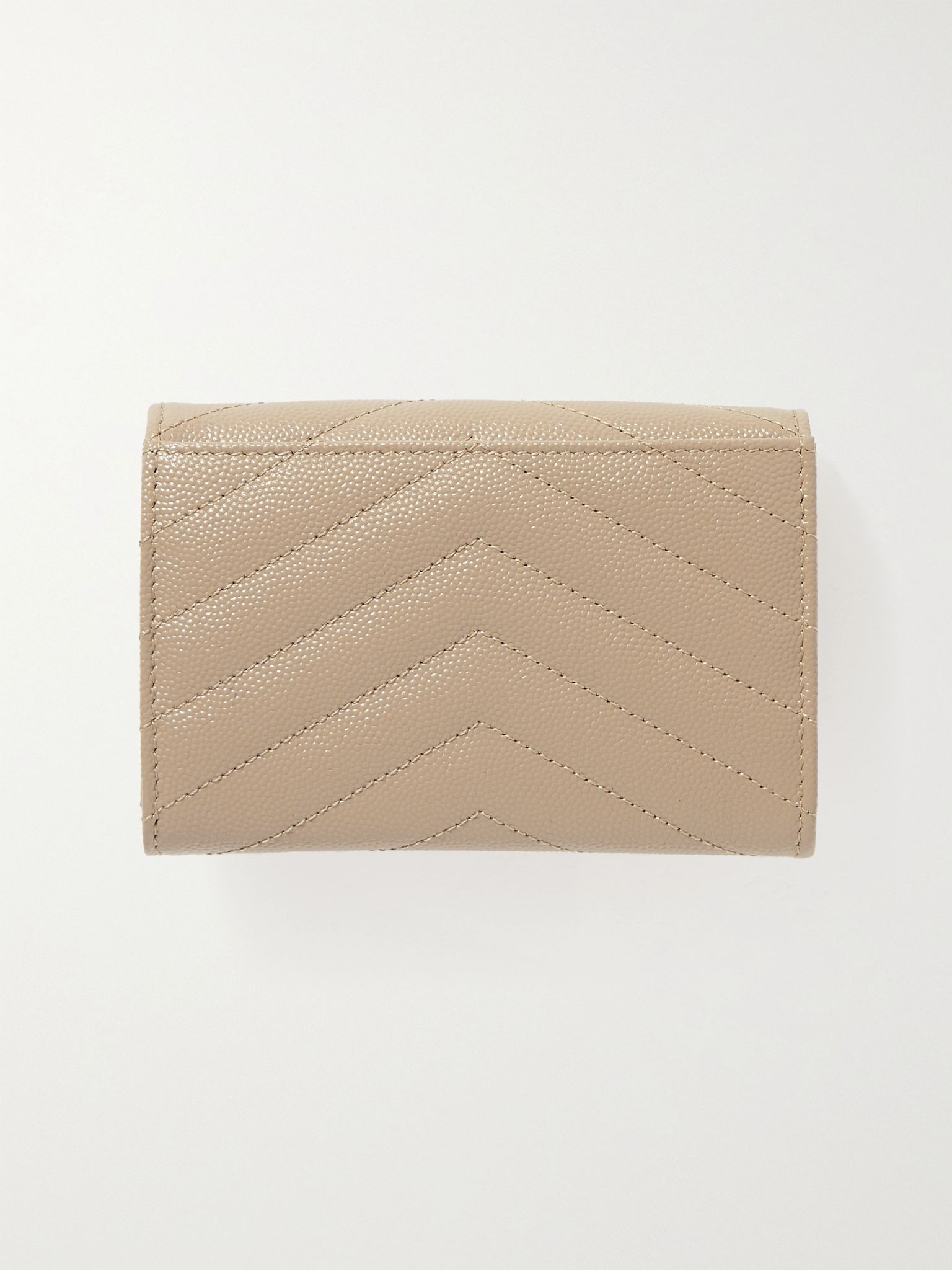 Monogramme Envelope quilted textured-leather wallet Beige - 3