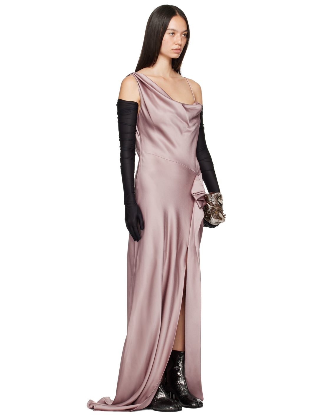 Pink Draped Maxi Dress - 2