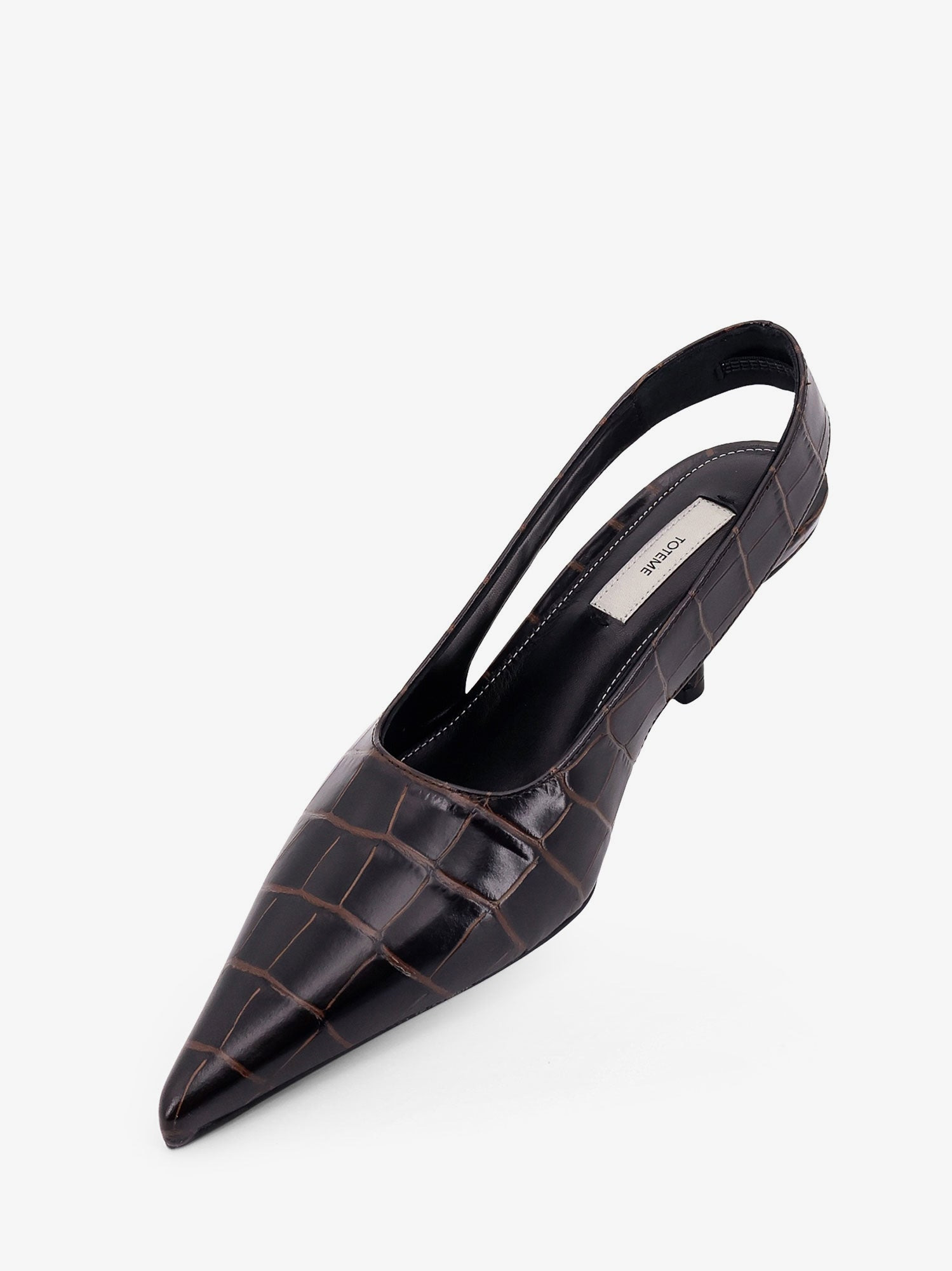 Leather Decolleté Slingback With Croco Effect - 4