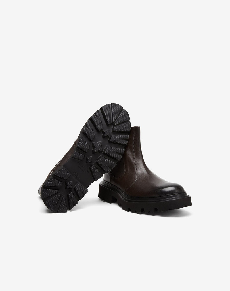 Dark brown aged calfskin Chelsea boots 4