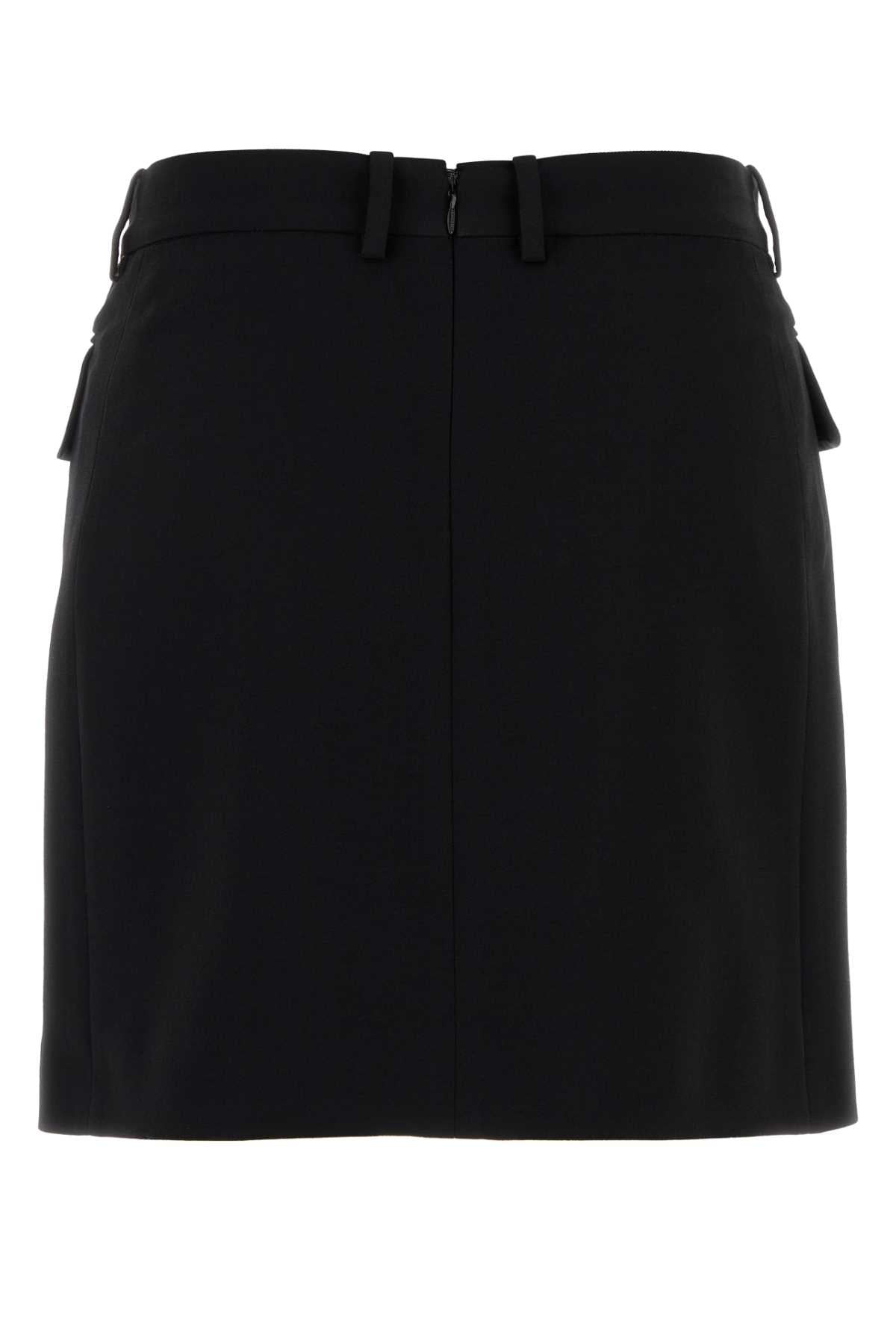 Balenciaga Women Black Twill Mini Skirt - 2