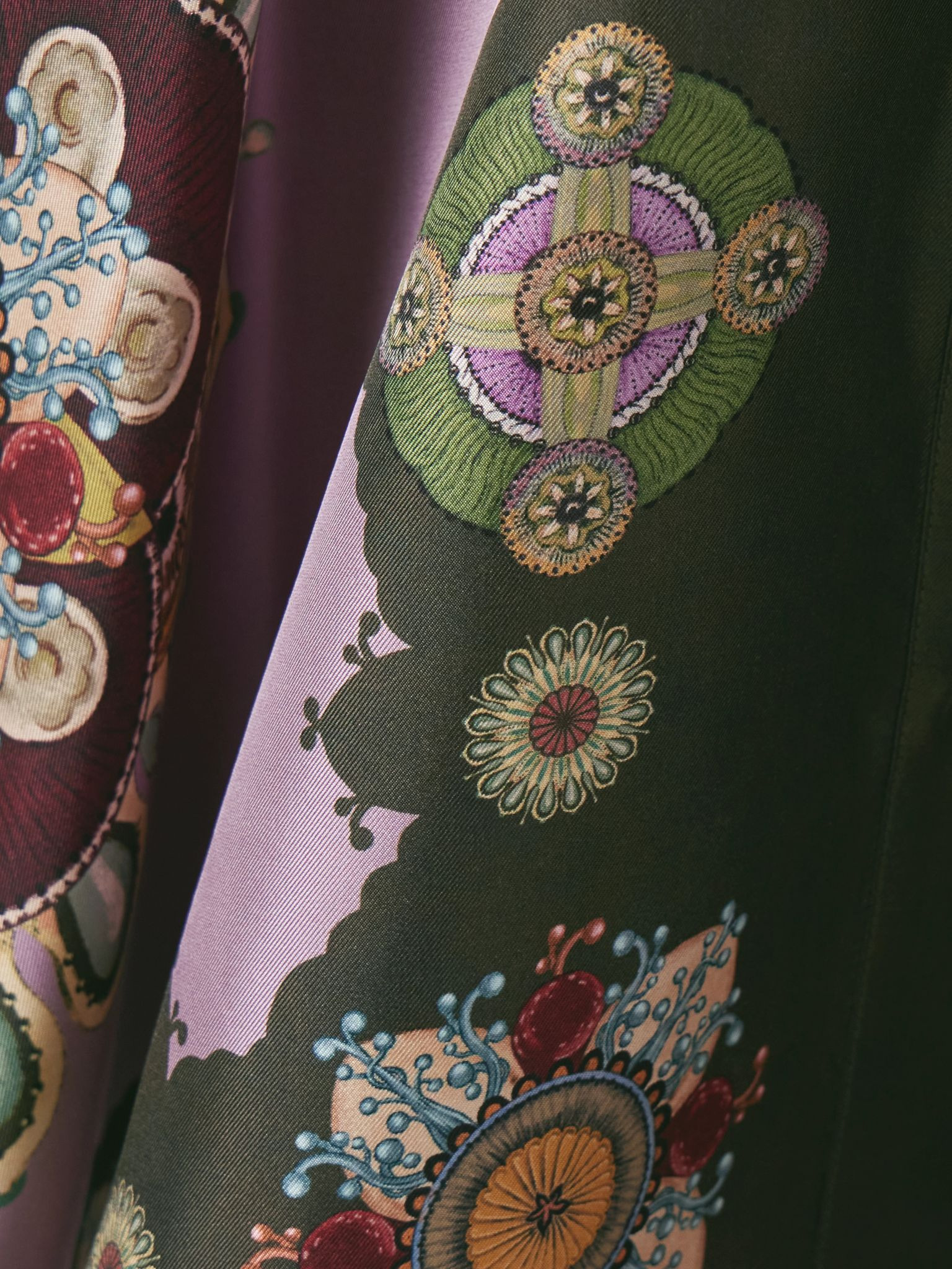 Icon Foulard draped printed silk-twill shirt Purple - 4