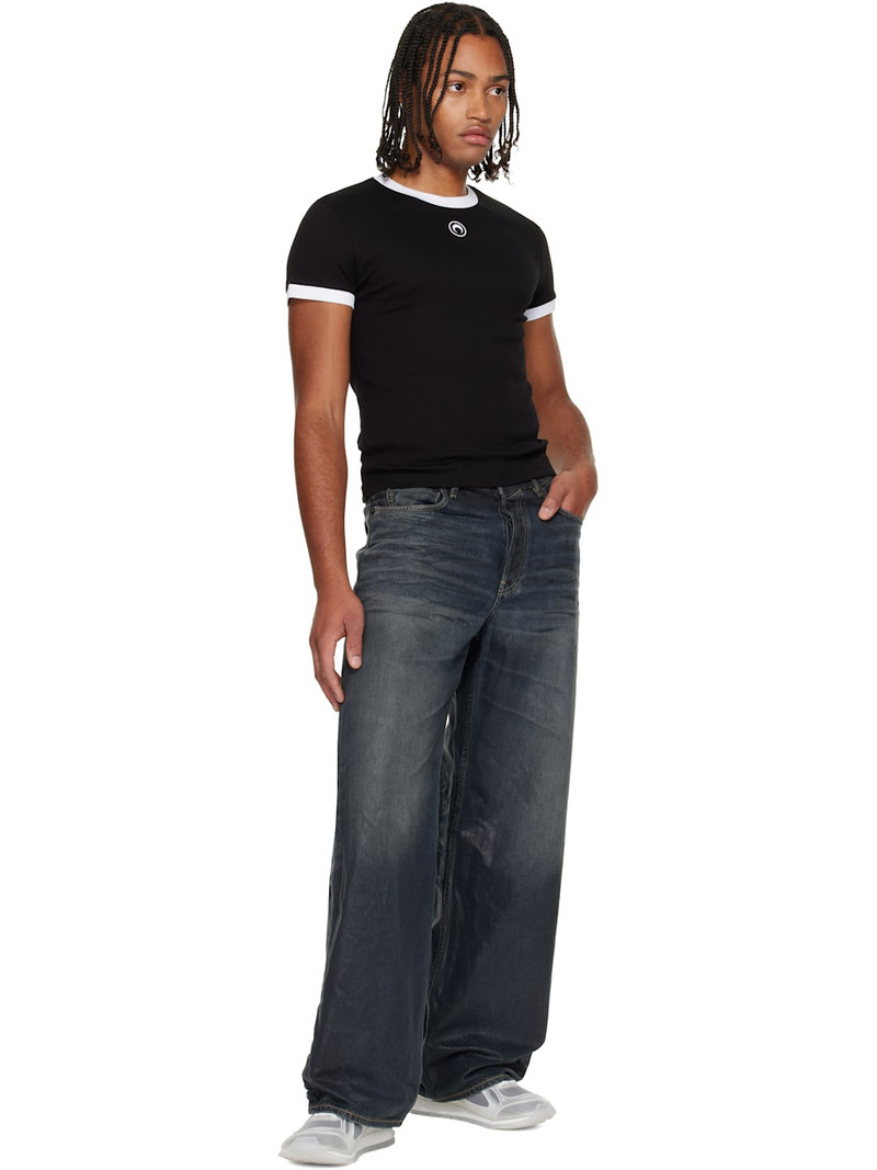 Marine Serre Black Moon Logo Bicolor Jersey Baby Fit T-shirt outlook