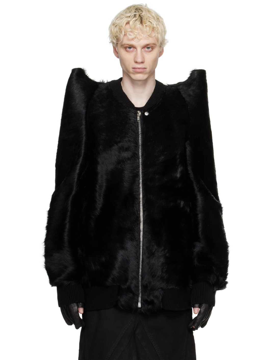 Rick Owens Black Jumbo Tec Flight Leather Jacket | REVERSIBLE