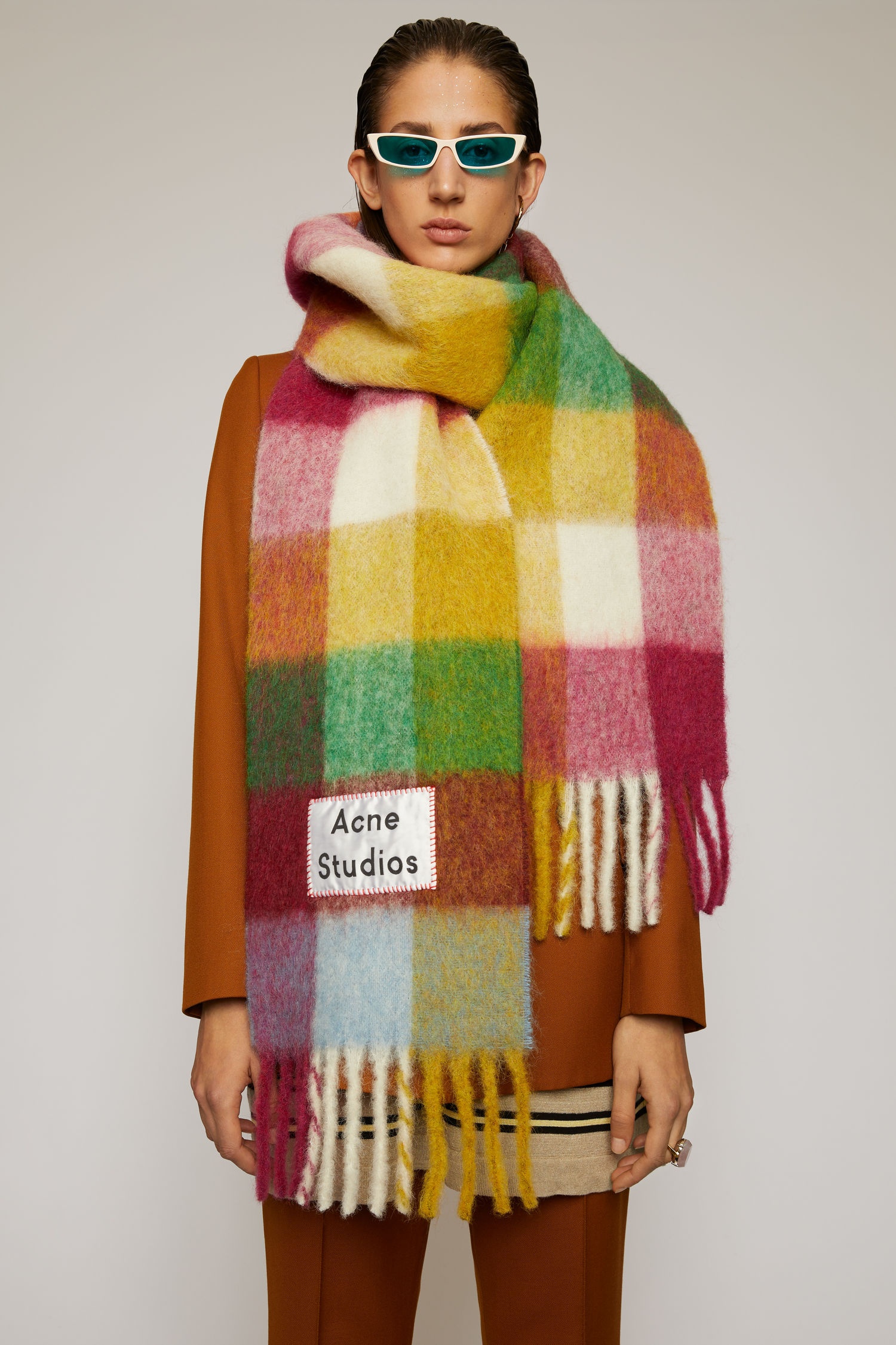 Multi check scarf fuchsia/orange - 4