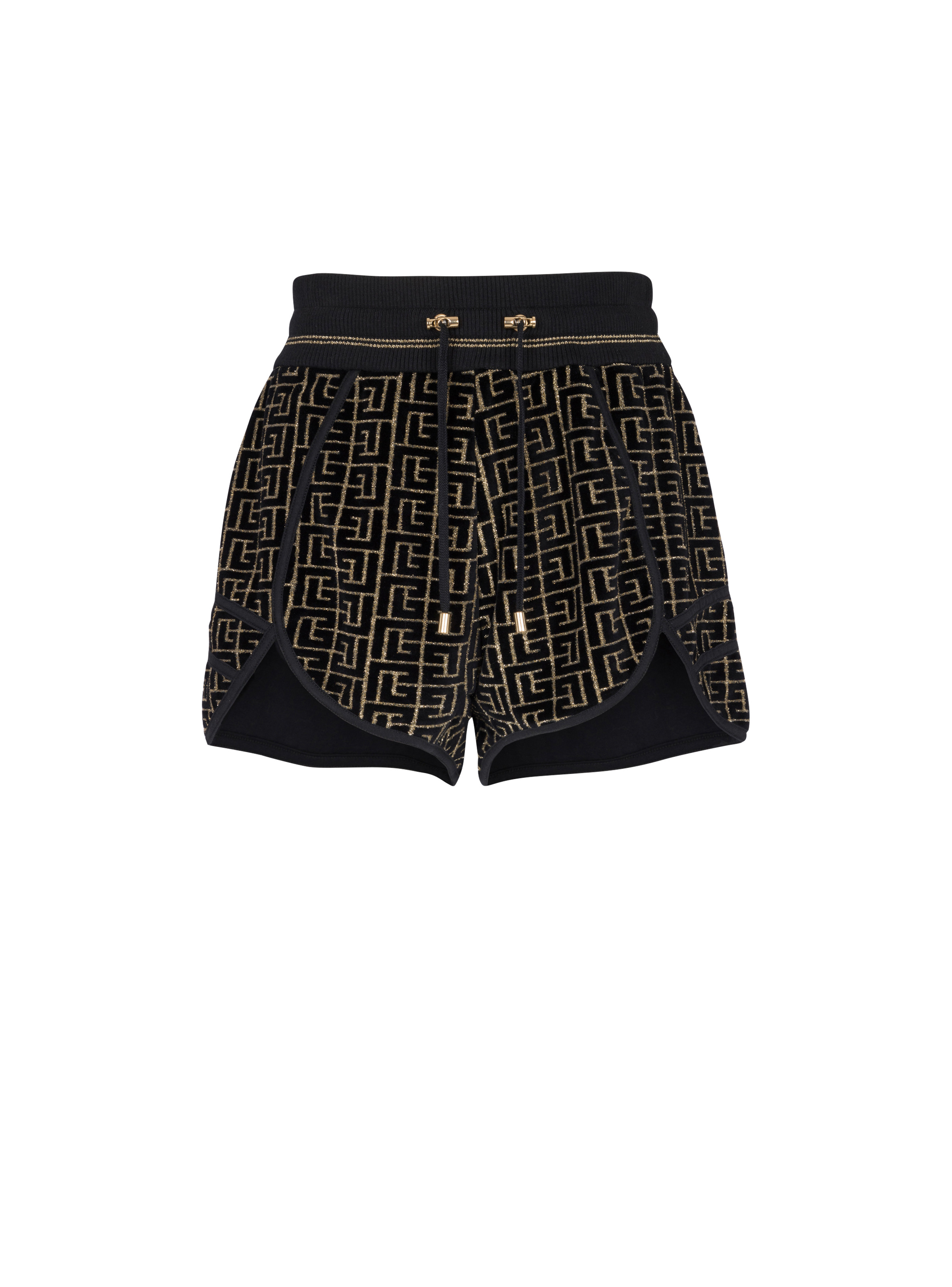 Monogrammed velvet jersey shorts - 1