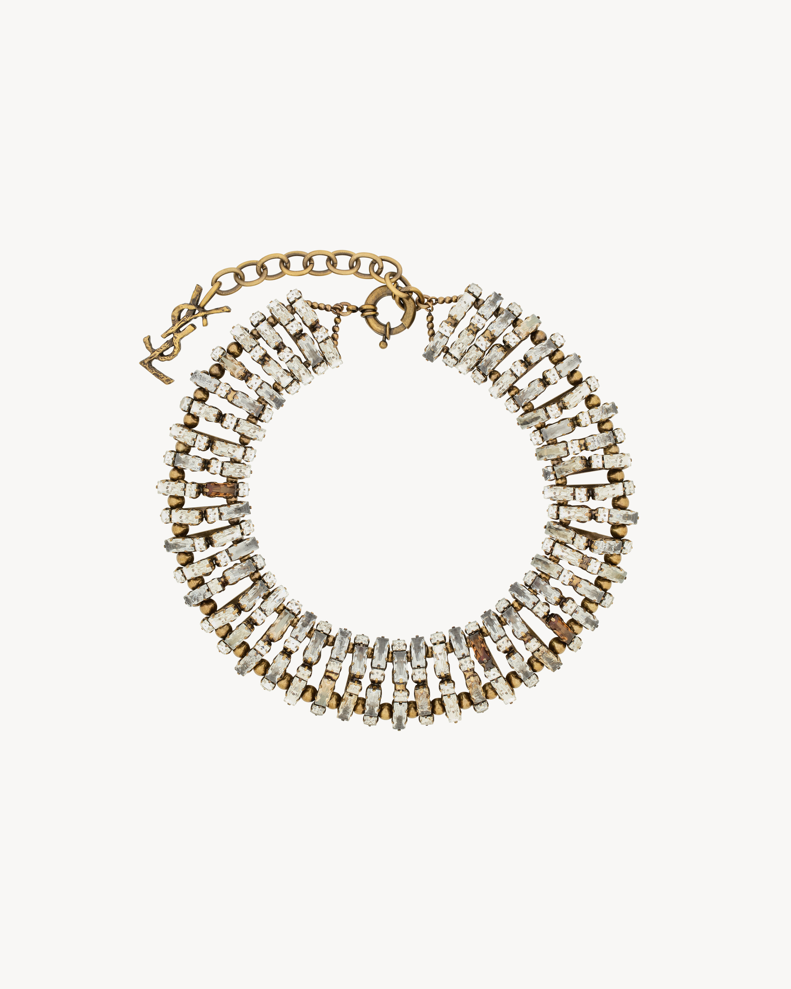 OVERSIZED CRYSTAL PYRAMID NECKLACE IN METAL - 1