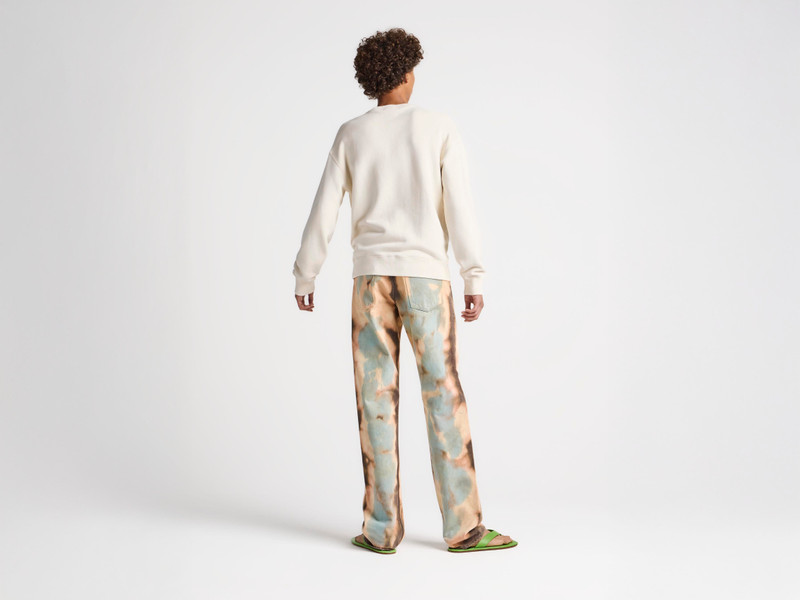 MENS STRAIGHT LEG BLEACHED DENIM JEANS IN PEACH 3