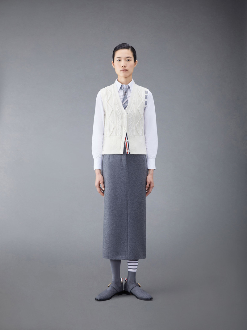 Aran Cable Merino 4-Bar Cardigan Vest 3