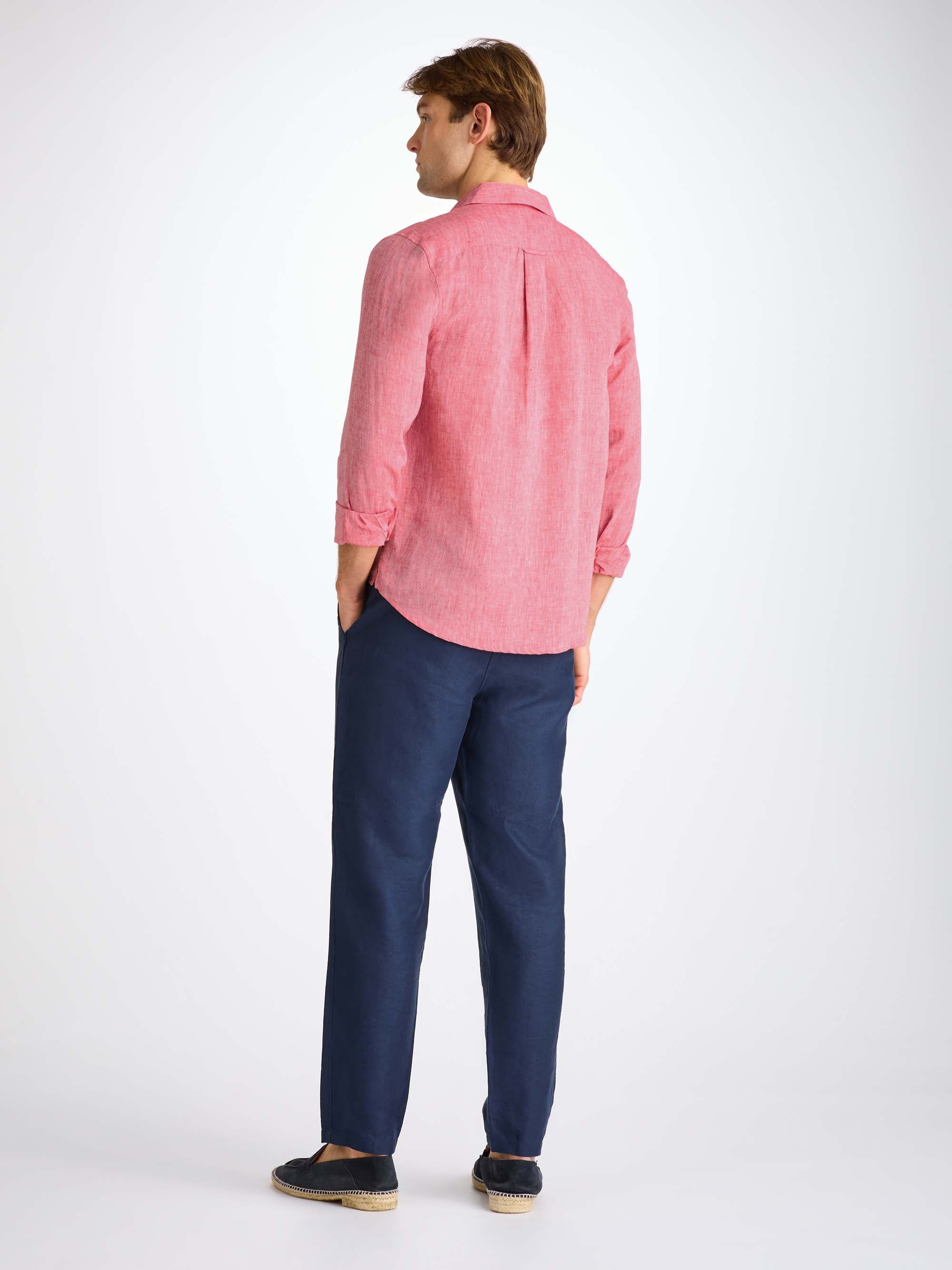 Men's Shirt Monaco Linen Red - 4