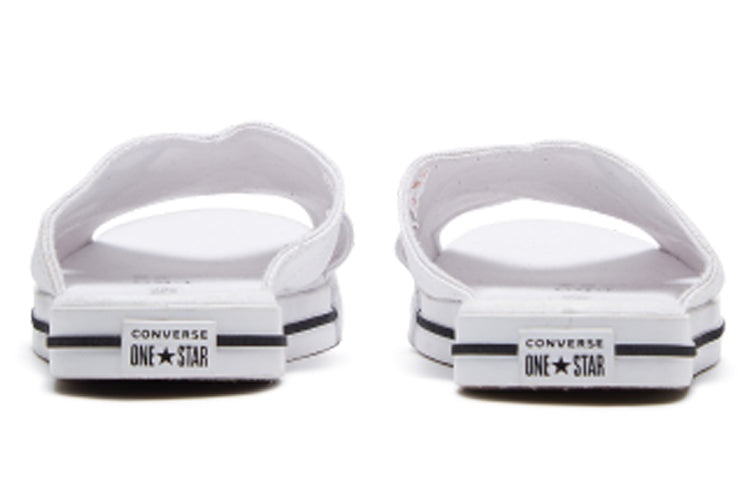 (WMNS) Converse One Star Slide Canvas White Slippers 'White Black' 565530C - 4