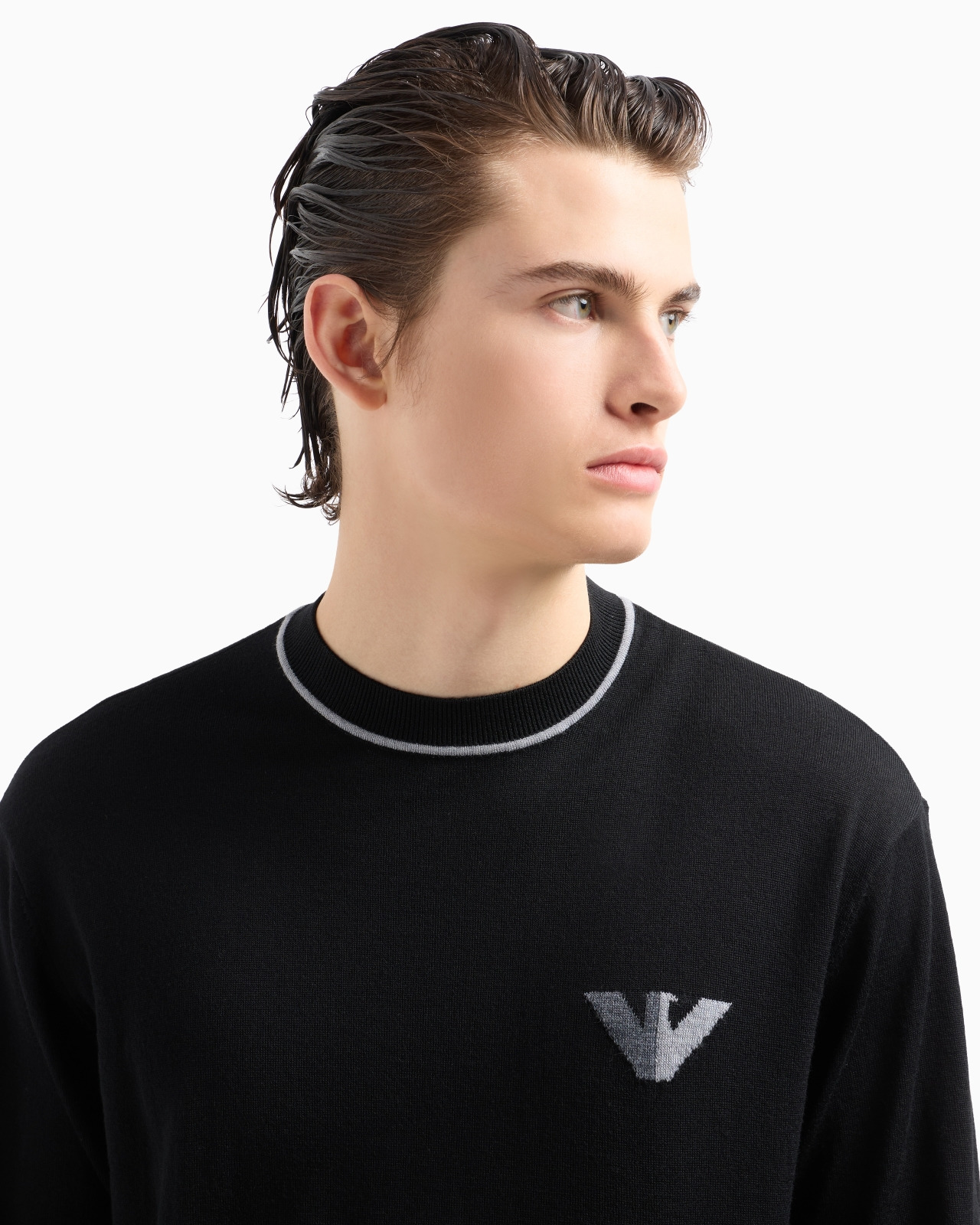 Virgin-wool jumper with jacquard logo detail - 5