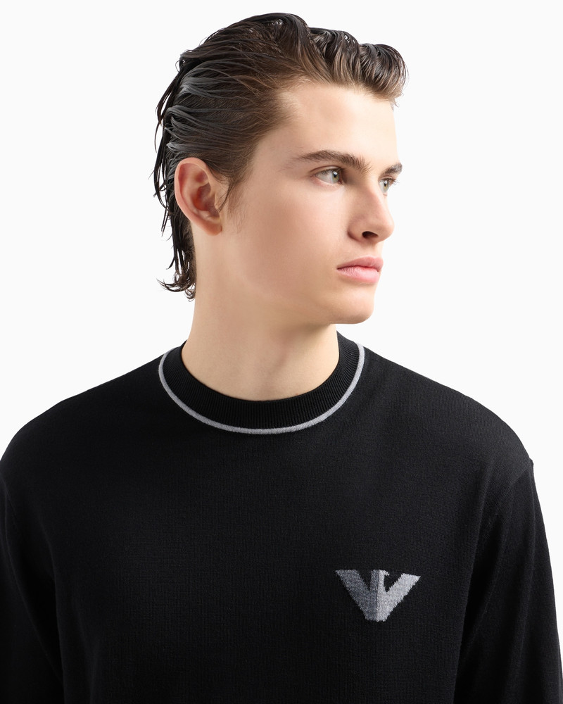 Virgin-wool jumper with jacquard logo detail 5