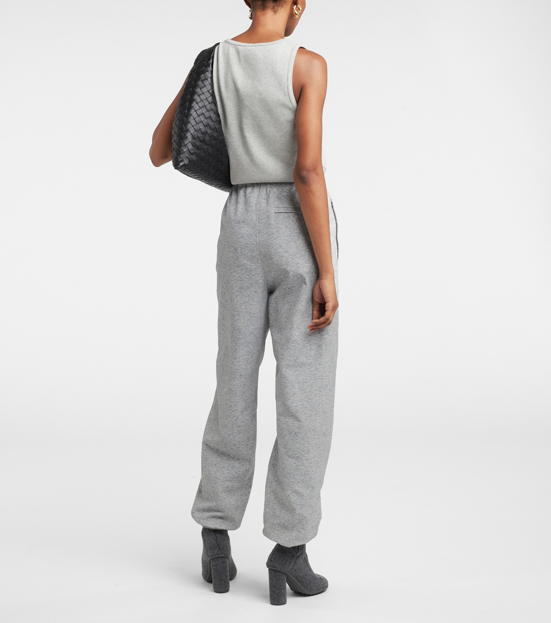 Trompe l'œil leather sweatpants - 3