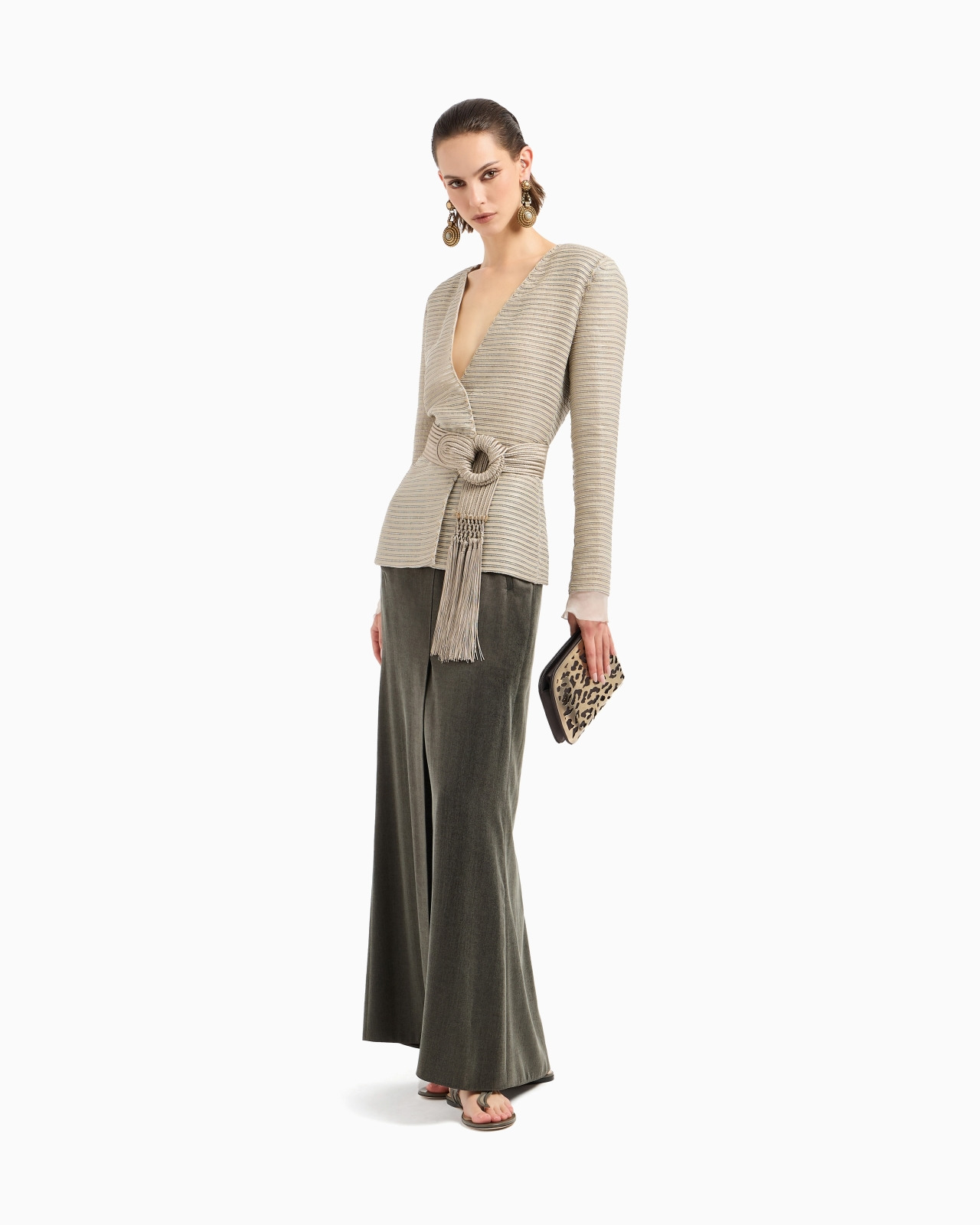 SINGLE-BREASTED JACKET IN SILK CHIFFON WITH EMBROIDERED SUEDE WEBBING - 2