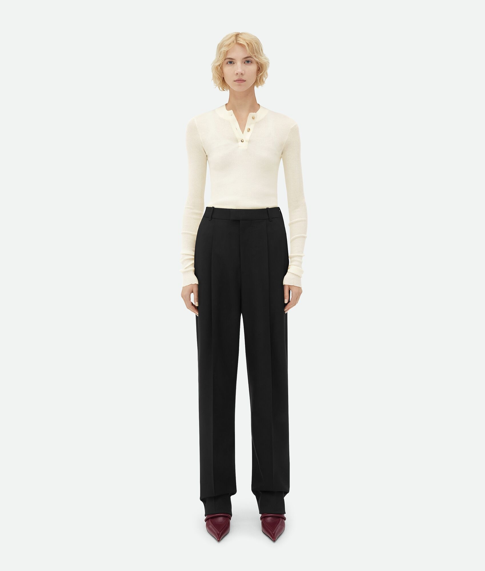 Light Wool Wide Leg Pants - 1