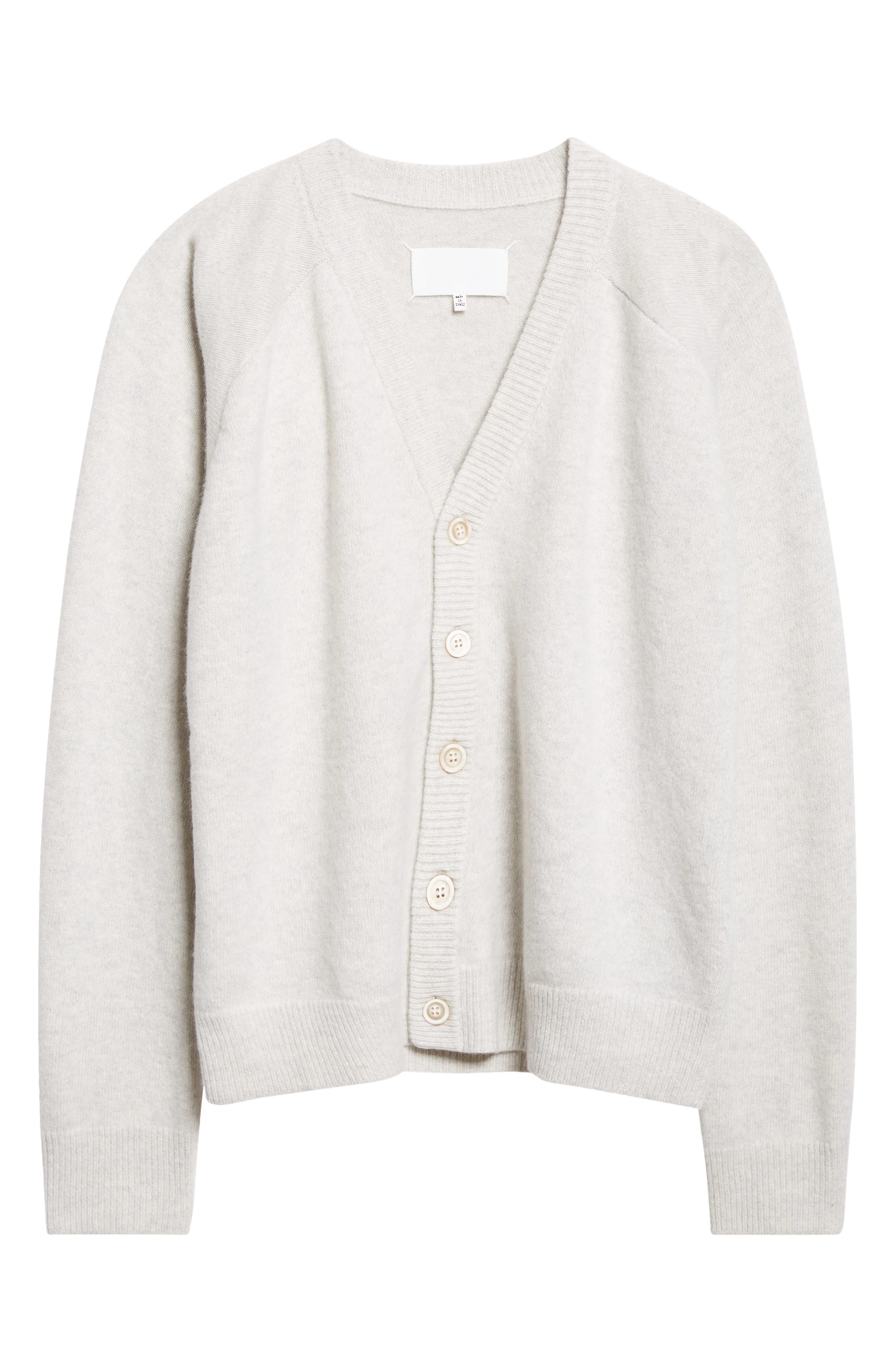 Maison Margiela Wool V-Neck Cardigan in Light Grey at Nordstrom - 1