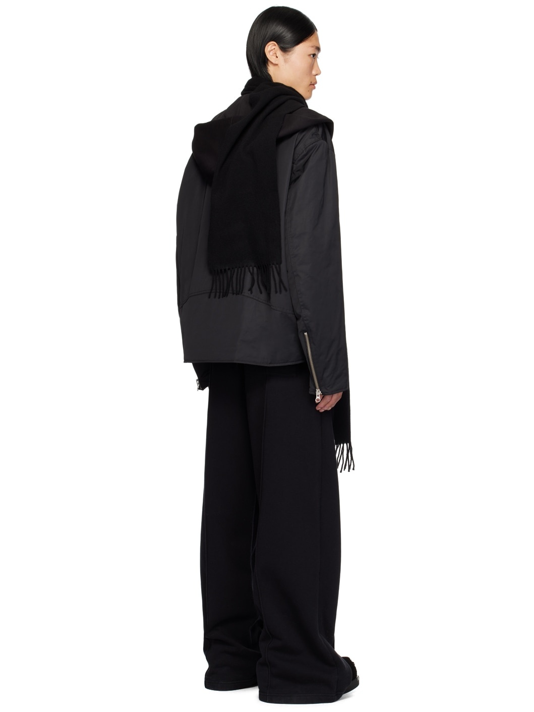 Black Hooded Bomber Jacket - 3