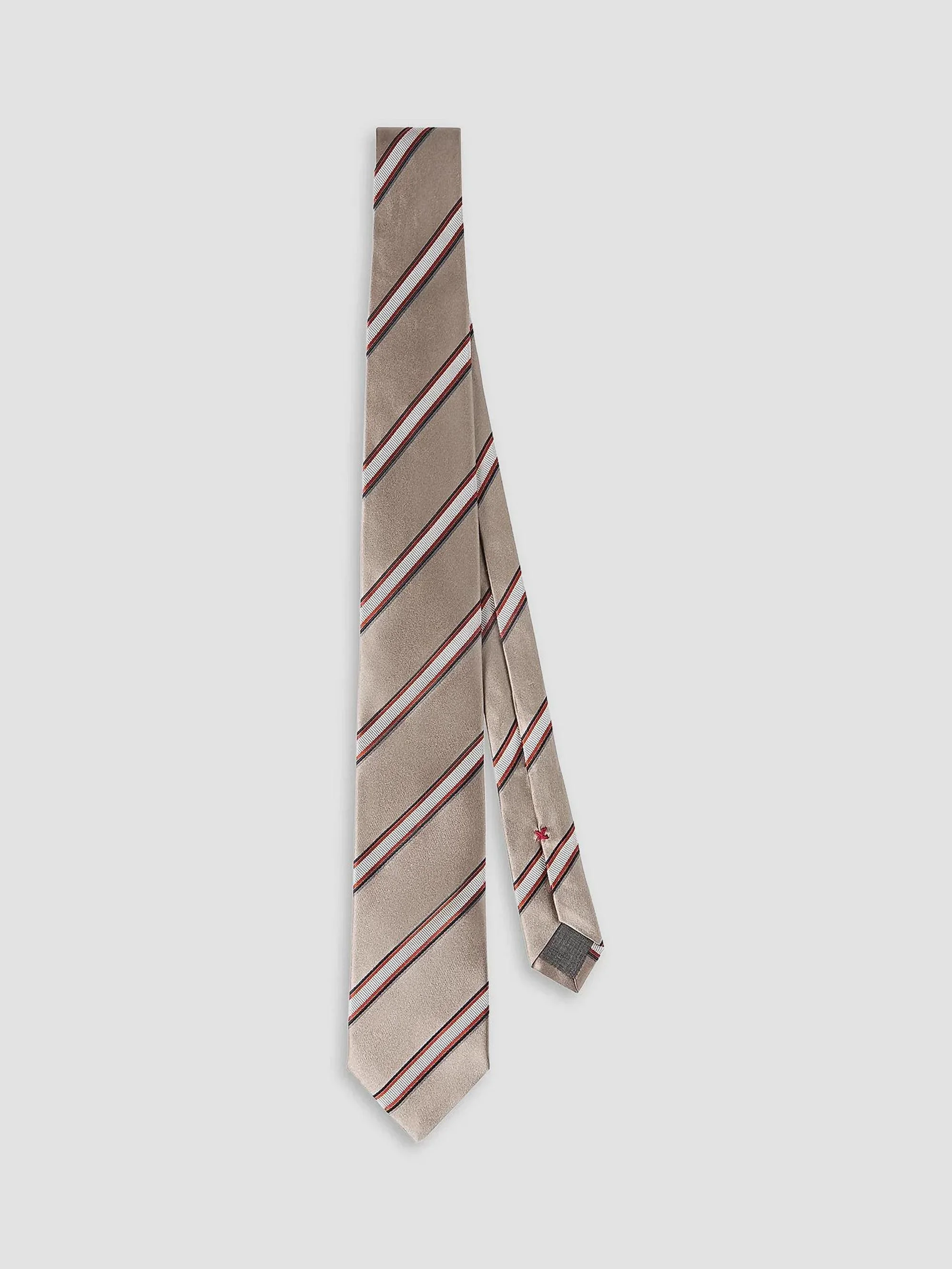 Men's Regimental Stripe Silk and Cotton Tie - Earth - 1