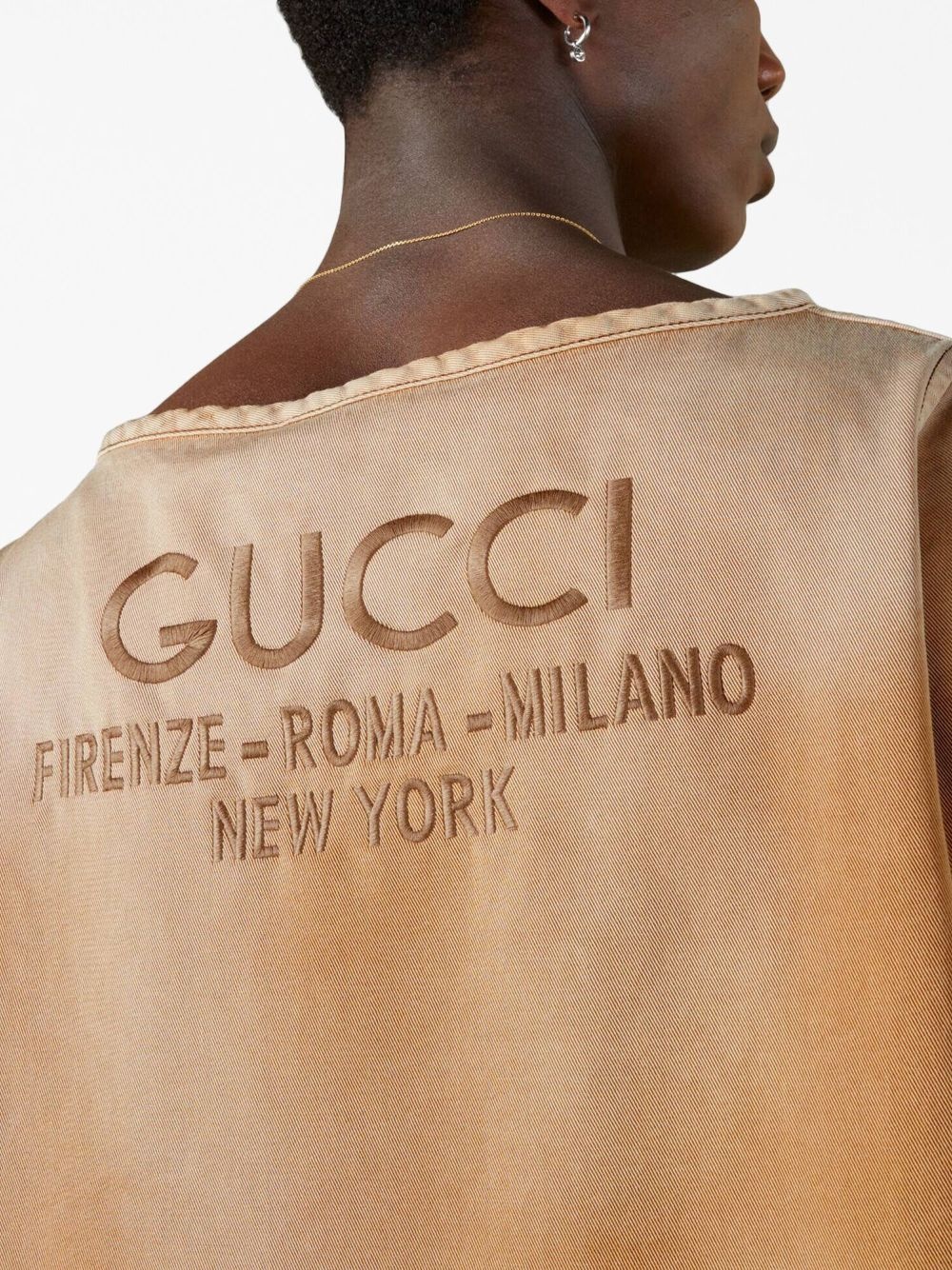 logo-embroidered denim top - 6