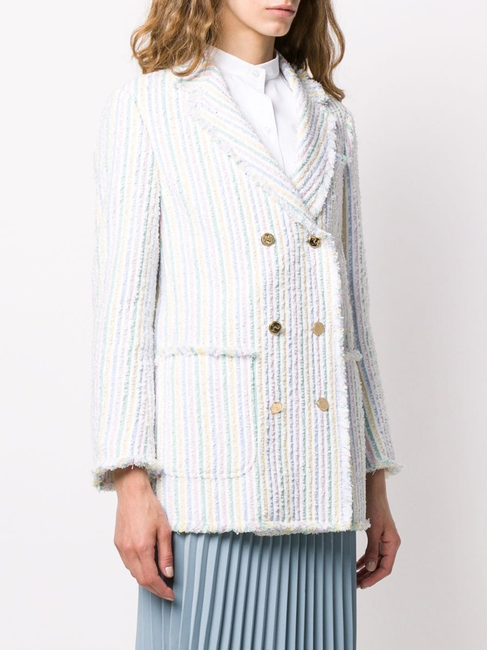 double-breasted striped blazer - 3