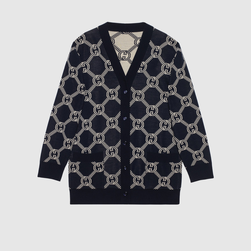 GUCCI Reversible GG wool jacquard cardigan outlook