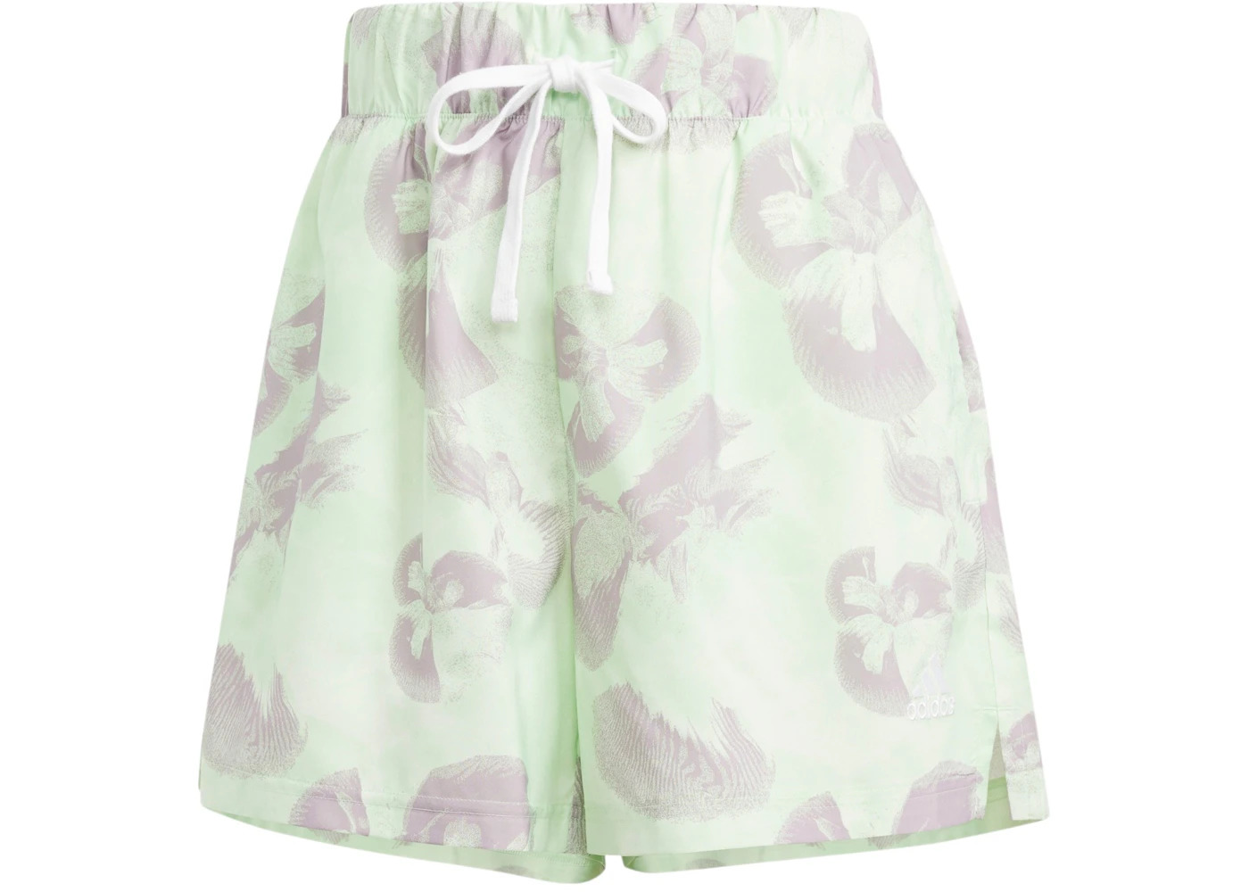 adidas Women's Floral Graphic Woven Shorts Ivory/Semi Green Spark/Preloved Fig - 1