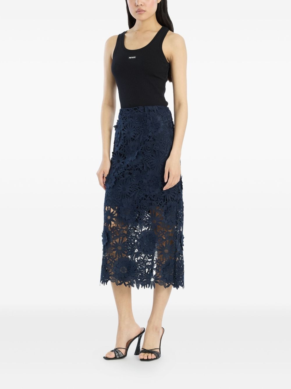floral-lace midi skirt - 2