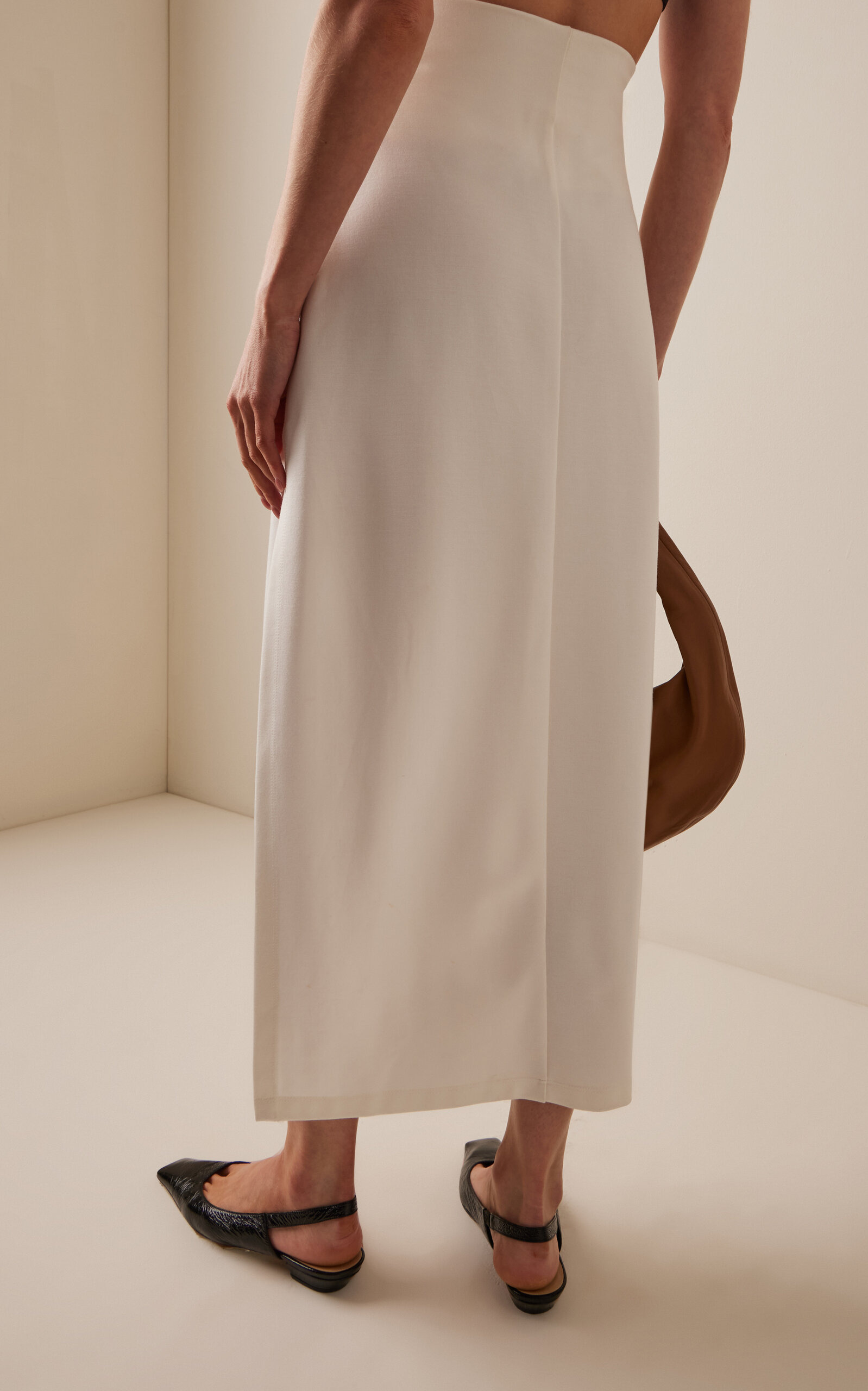 Rio Side-Slit Jersey Maxi Skirt white - 4