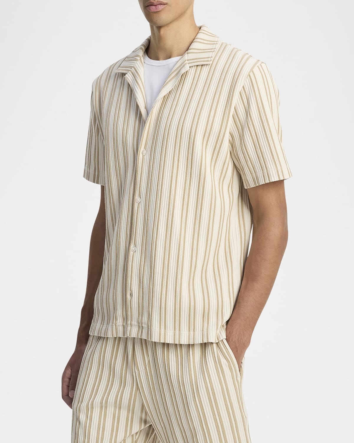 Men's Jacquard Stripe Camp Shirt - 4