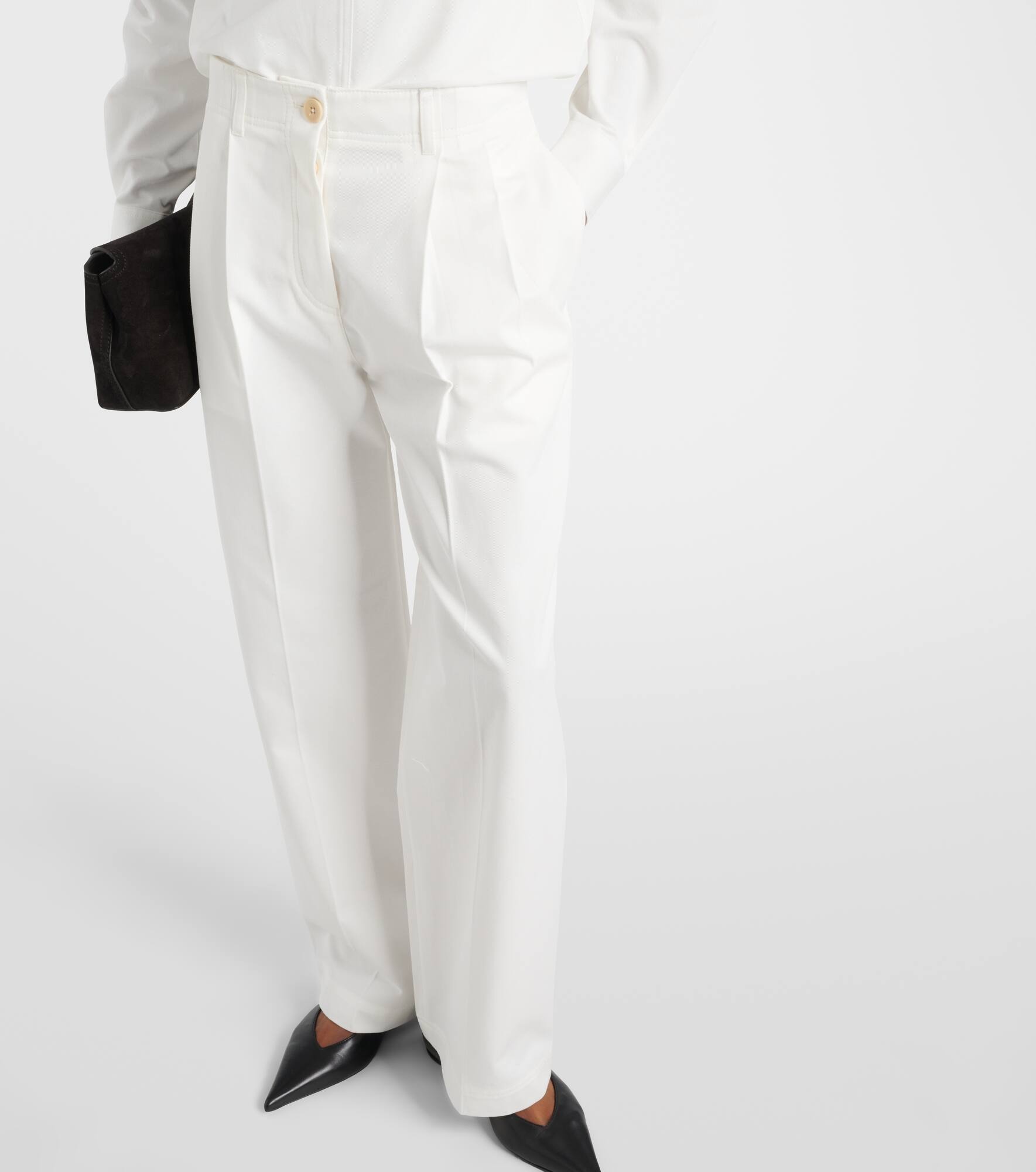 Low-rise cotton twill straight pants - 6
